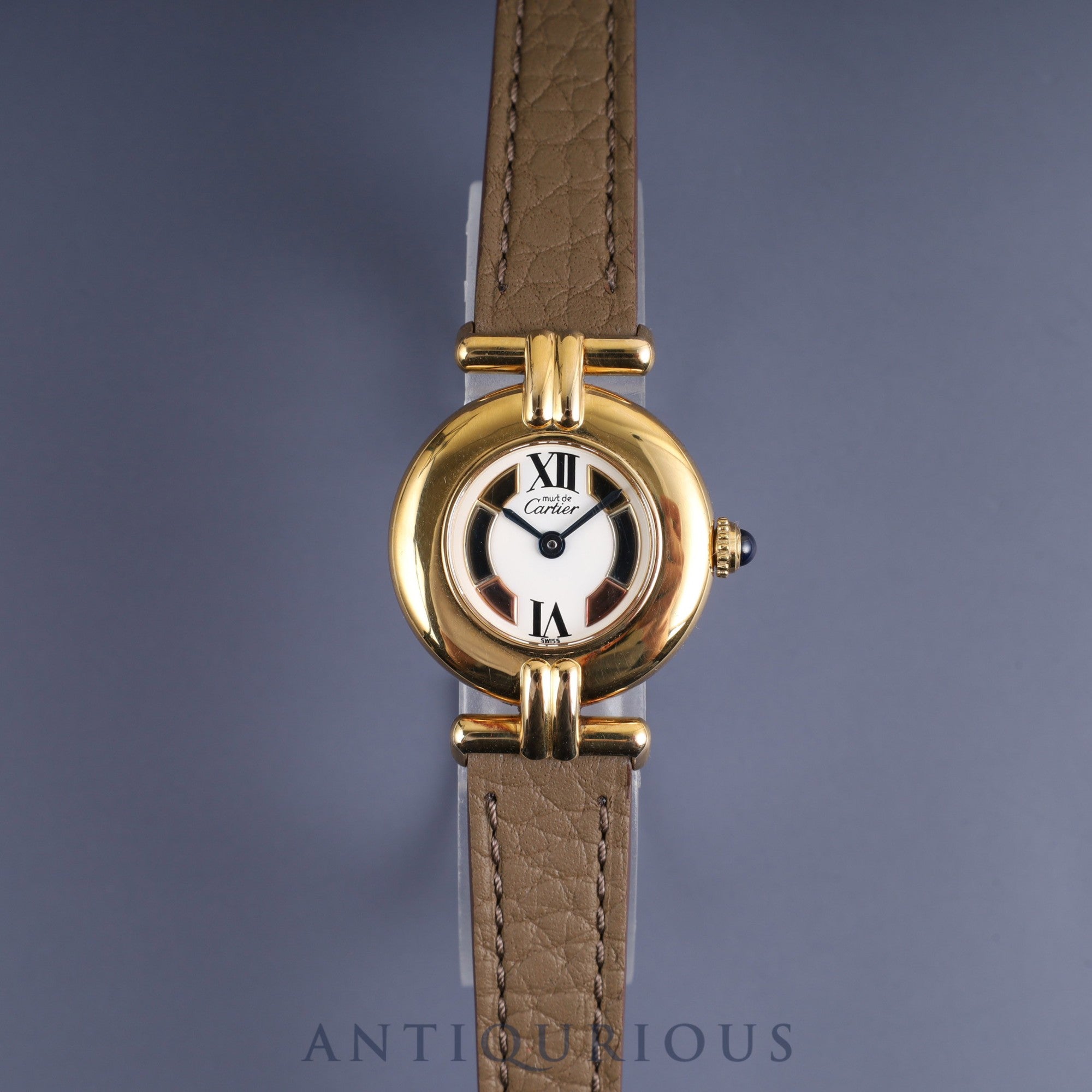 Cartier Must Colisee W1006654 / 590002 Quartz Cal.90.06 SV925 Leather Third party buckle (GP) Trinity dial Box Warranty (1995) Overhauled