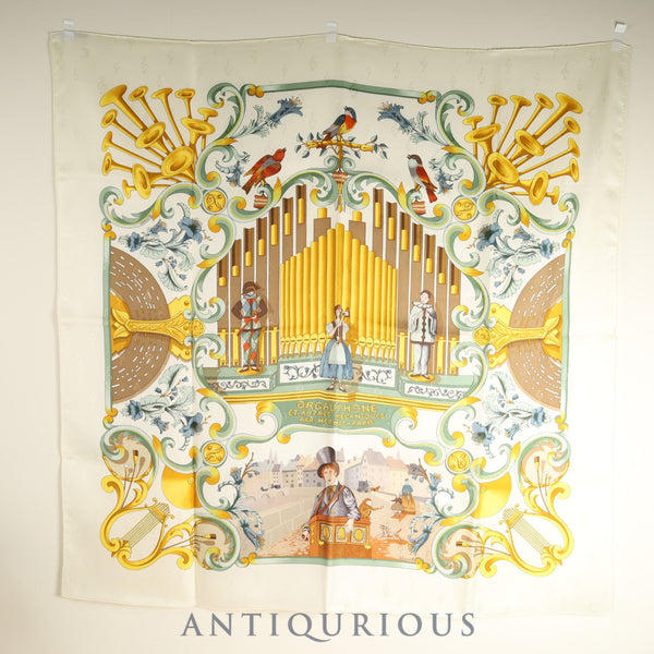 エルメス スカーフ カレ90 パイプオルガンと時計仕掛けの楽器 SILK100% 箱