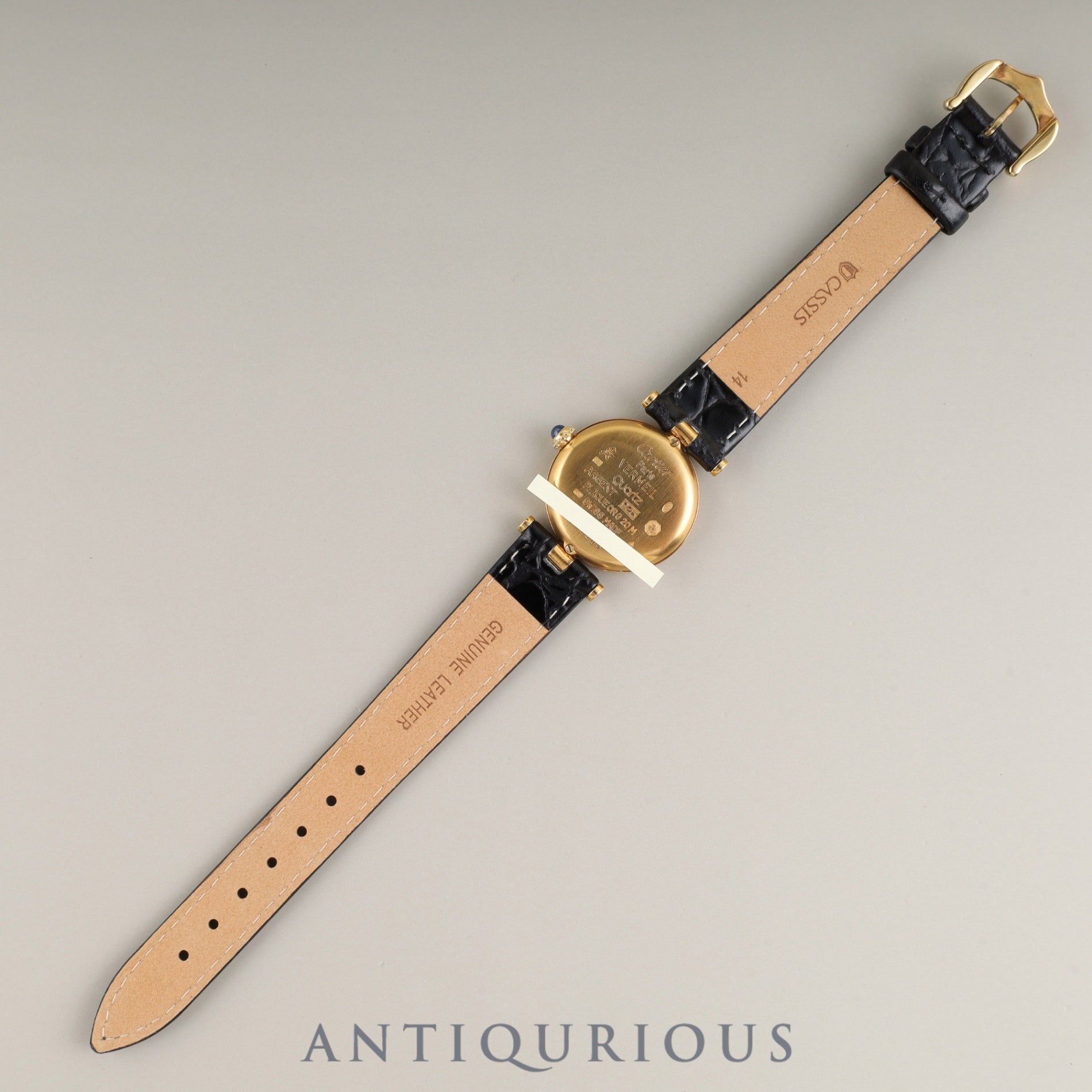 Cartier Must Vendôme VLC SM 590004 Quartz Caliber 90 SV925 Leather Strap with Genuine GP Buckle, Ivory 4-Point Roman Dial, Overhauled