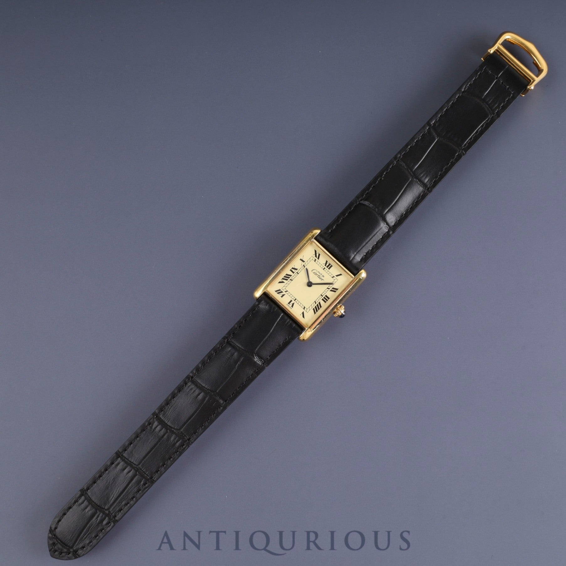 カルティエ マストタンク LM 手巻き Cal.78-1 SV925 革 純正Dバックル(GP)アイボリーローマン文字盤 オーバーホール済み