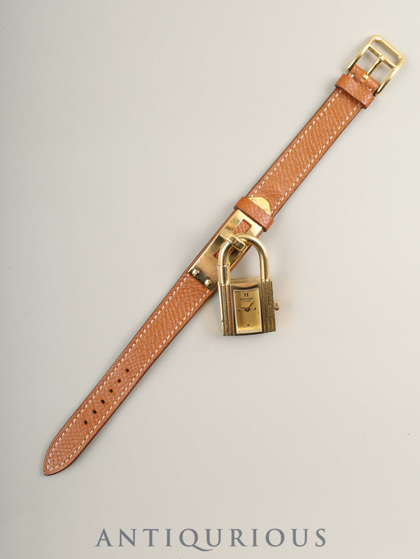 Hermès Kelly Watch KE1.210 Quartz GP Genuine Leather Strap (D Stamp: 2019) Genuine Buckle (GP) Champagne Dial Box Case Booklet Warranty (2022) Overhauled