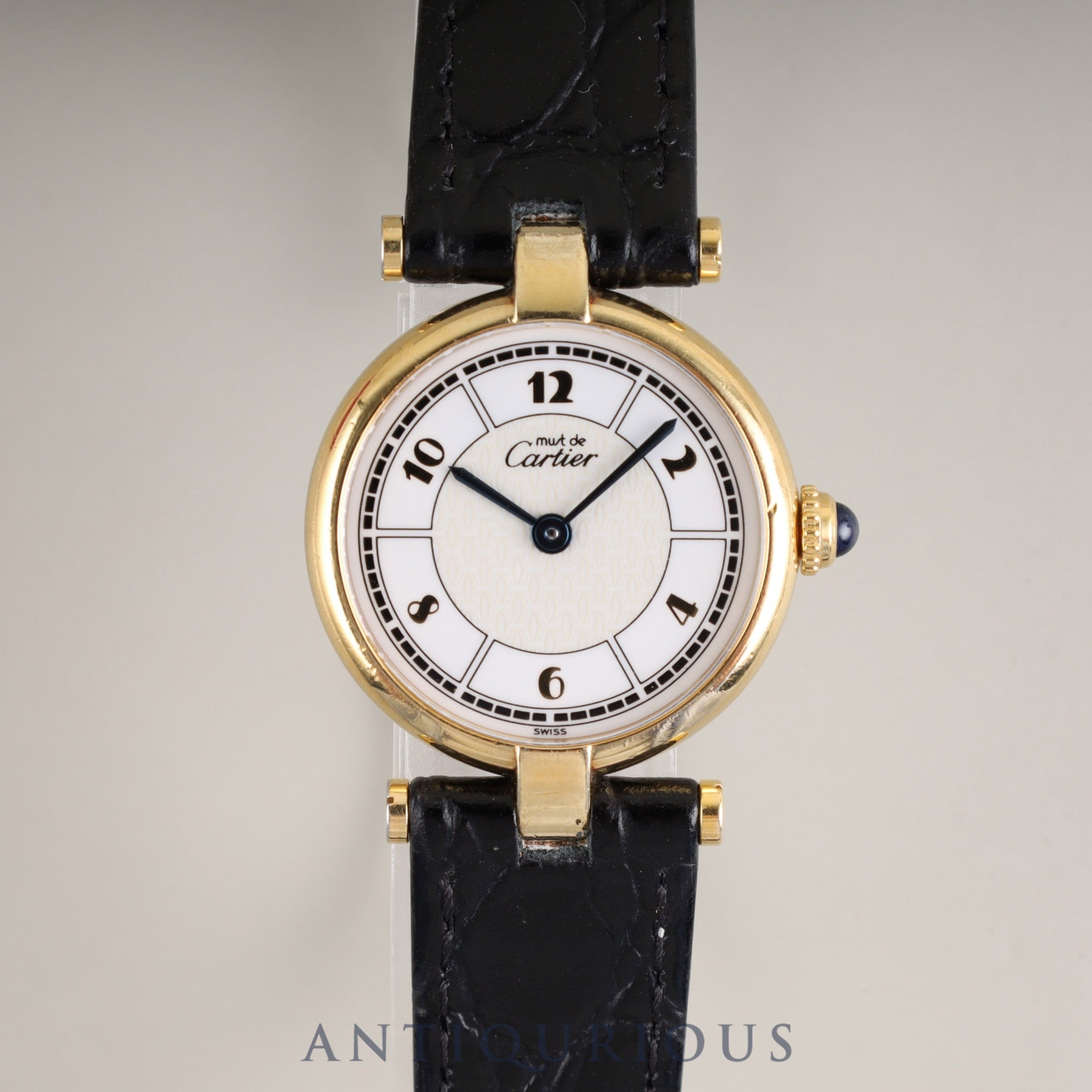 Cartier Must Vendôme VLC SM 1851 Quartz Cal. 690 SV925 Leather Genuine Buckle (GP) Arabic CC Dial Box Warranty (1998) Overhauled