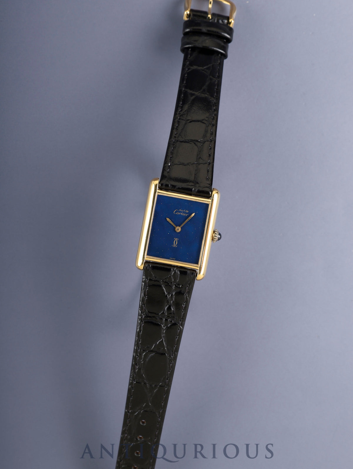 カルティエ マストタンク LM 6 手巻き Cal.78-1 SV925 革 純正ピンバックル(GP)ラピスラズリ文字盤(SWISS表記)オーバーホール済み 新品仕上げ済み