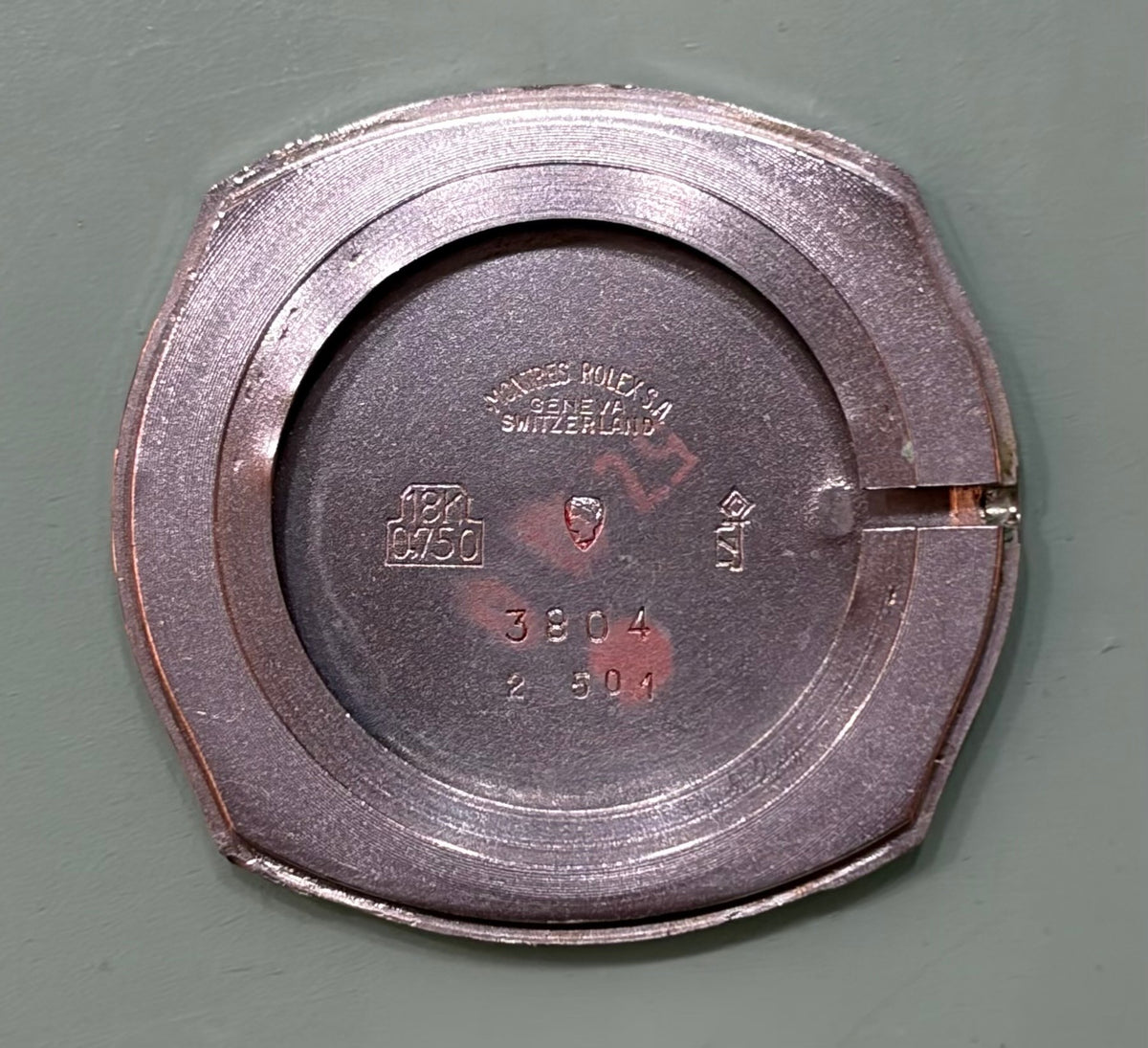 ロレックス チェリーニ 3804 手巻き Cal.1600 750WG 革 純正ピンバックル(SS)ブルー文字盤(SWISS表記) オーバーホール済み
