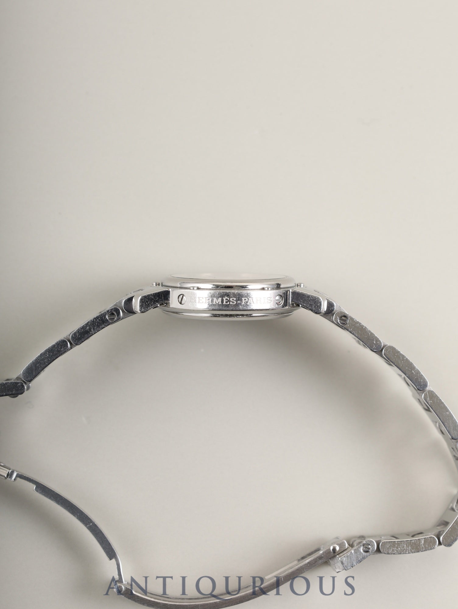 エルメス クリッパー CL4.210 クォーツ SS SS グレー文字盤 保証書(1999年)オーバーホール済み