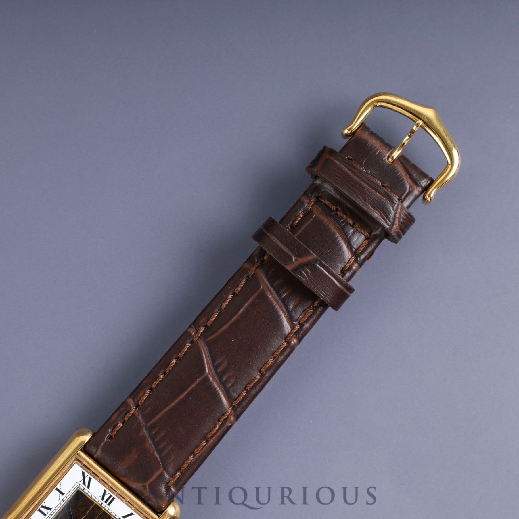Cartier Must Tank LM 590005 Quartz SV925 Leather Genuine Buckle (GP) Front Trinity Dial Box Booklet Warranty (1990) Complete service completed at Cartier boutique