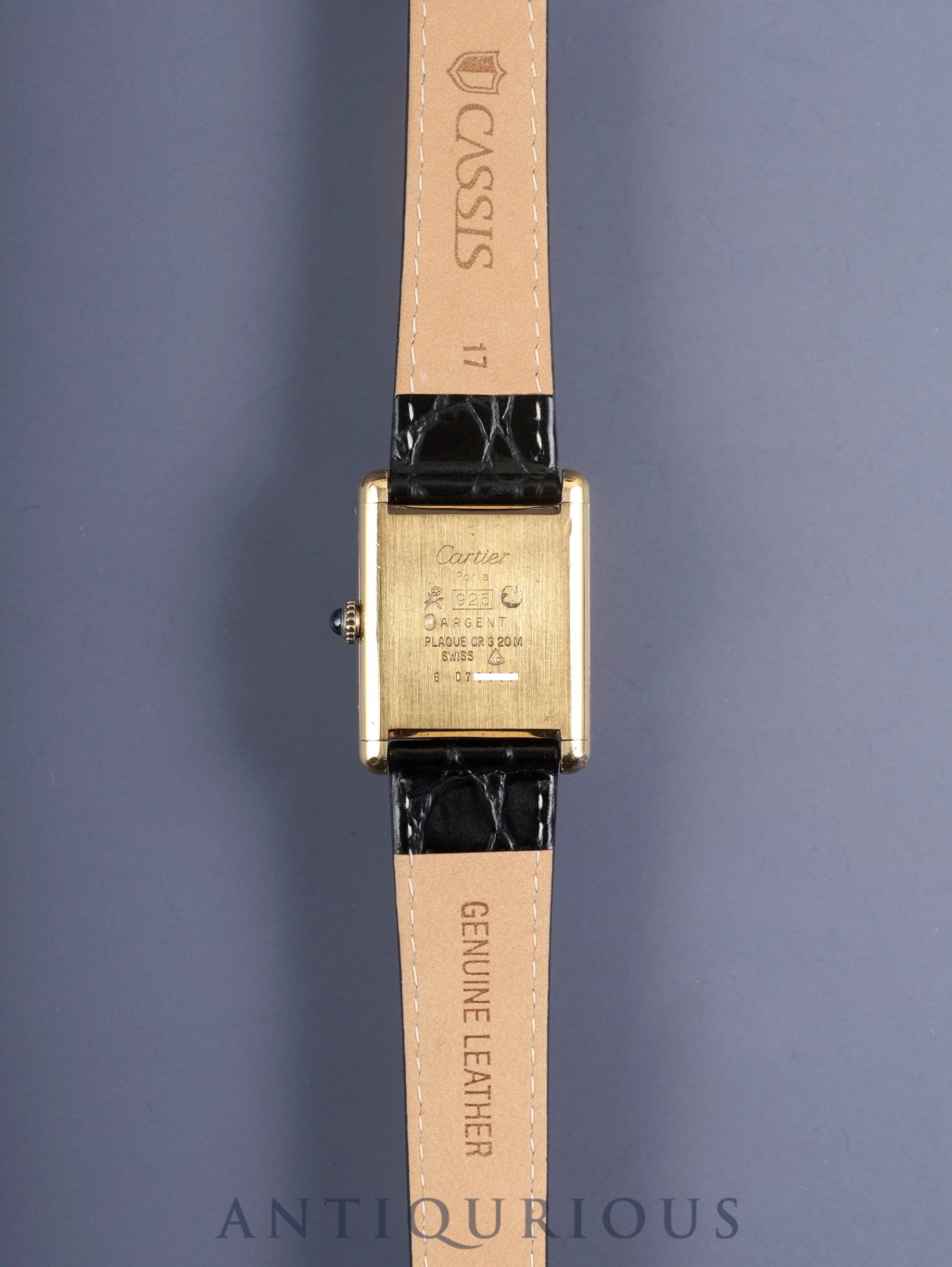 Cartier Must Tank LM Manual Winding Cal. 78-1 SV925 Leather Genuine Buckle (GP) Black Roman Dial Warranty Overhauled