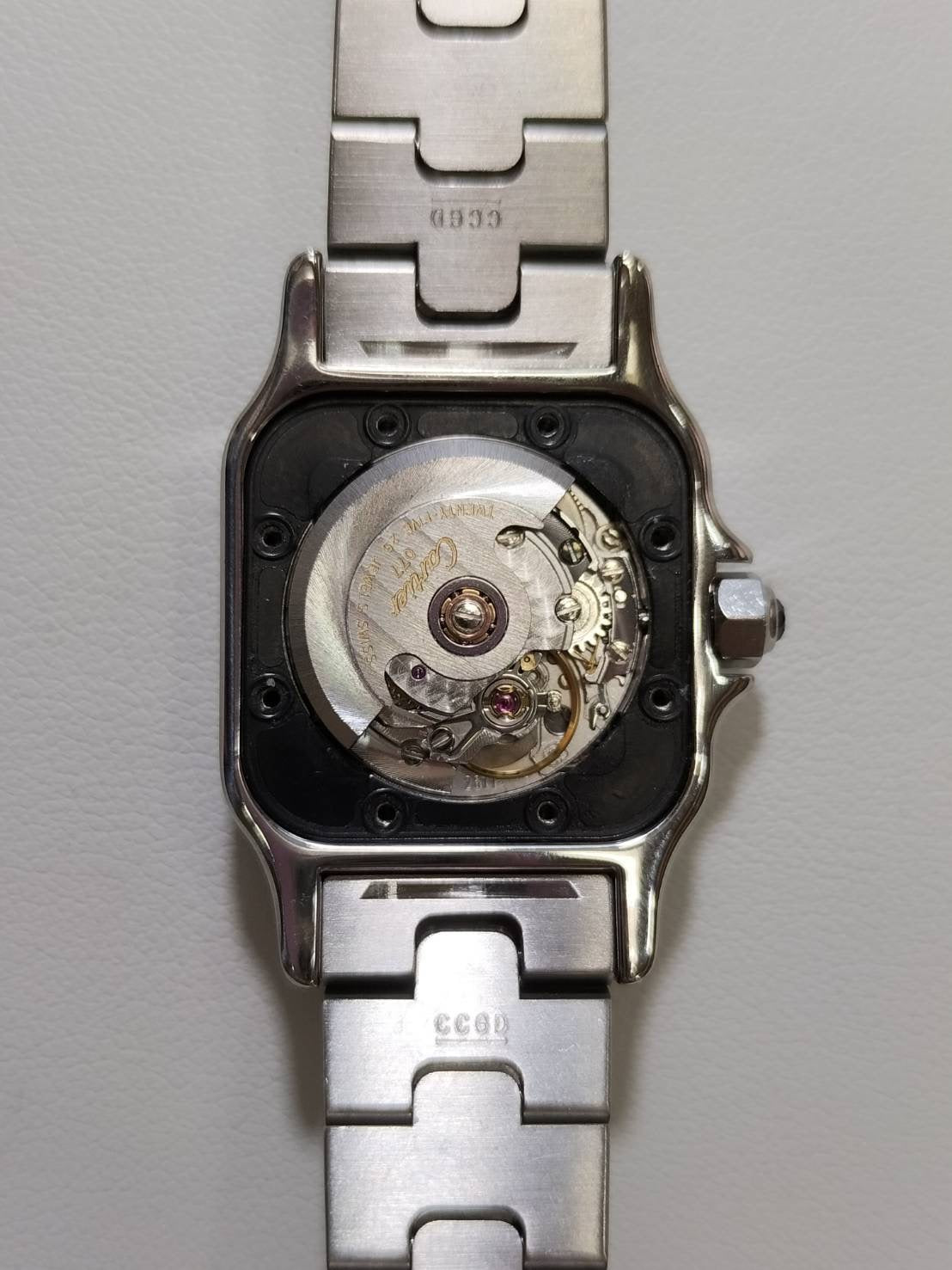 カルティエ サントス ガルベ SM 2423 自動巻き Cal.077 SS SS シルバーギョーシェ文字盤(SWISS MADE表記) 保証書(2016年)オーバーホール済み