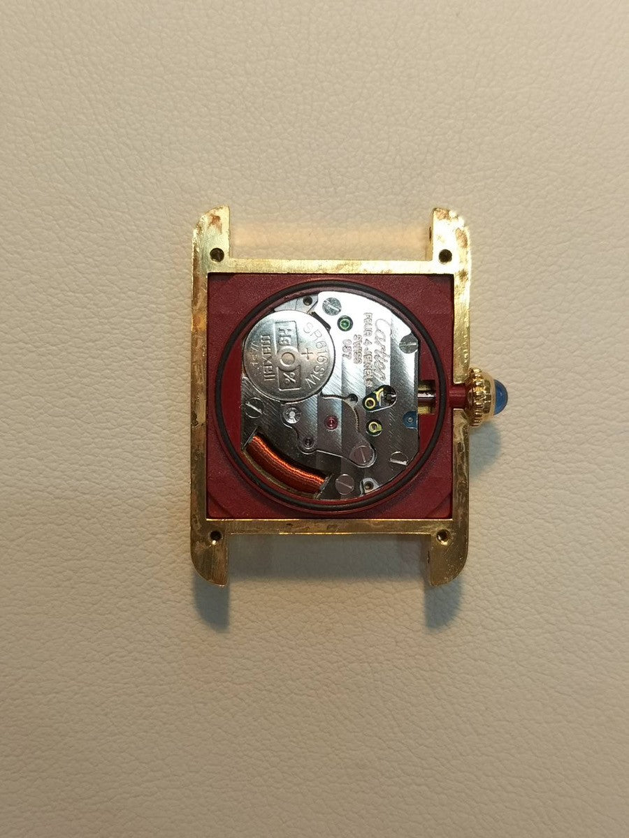 カルティエ マストタンク SM 5057001 クォーツ Cal.057 SV925 革 純正尾錠(GP) アイボリーローマン文字盤 オーバーホール済み