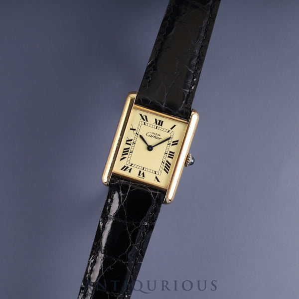 Cartier Must Tank LM Manual winding Cal.78-1 SV925 Leather Genuine buckle (GP) Ivory Roman dial Overhauled