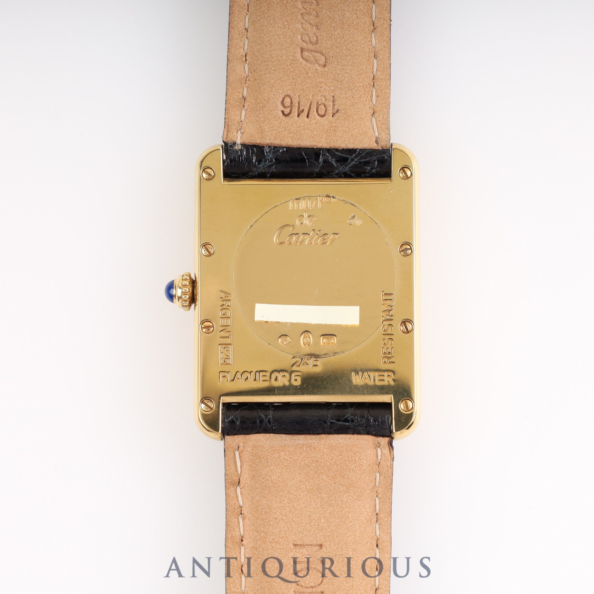 Cartier Must Tank GM (XL) Date QZ 2413 SV925 Leather Genuine Buckle Flying Roman CC Dial Box Warranty (2000)
