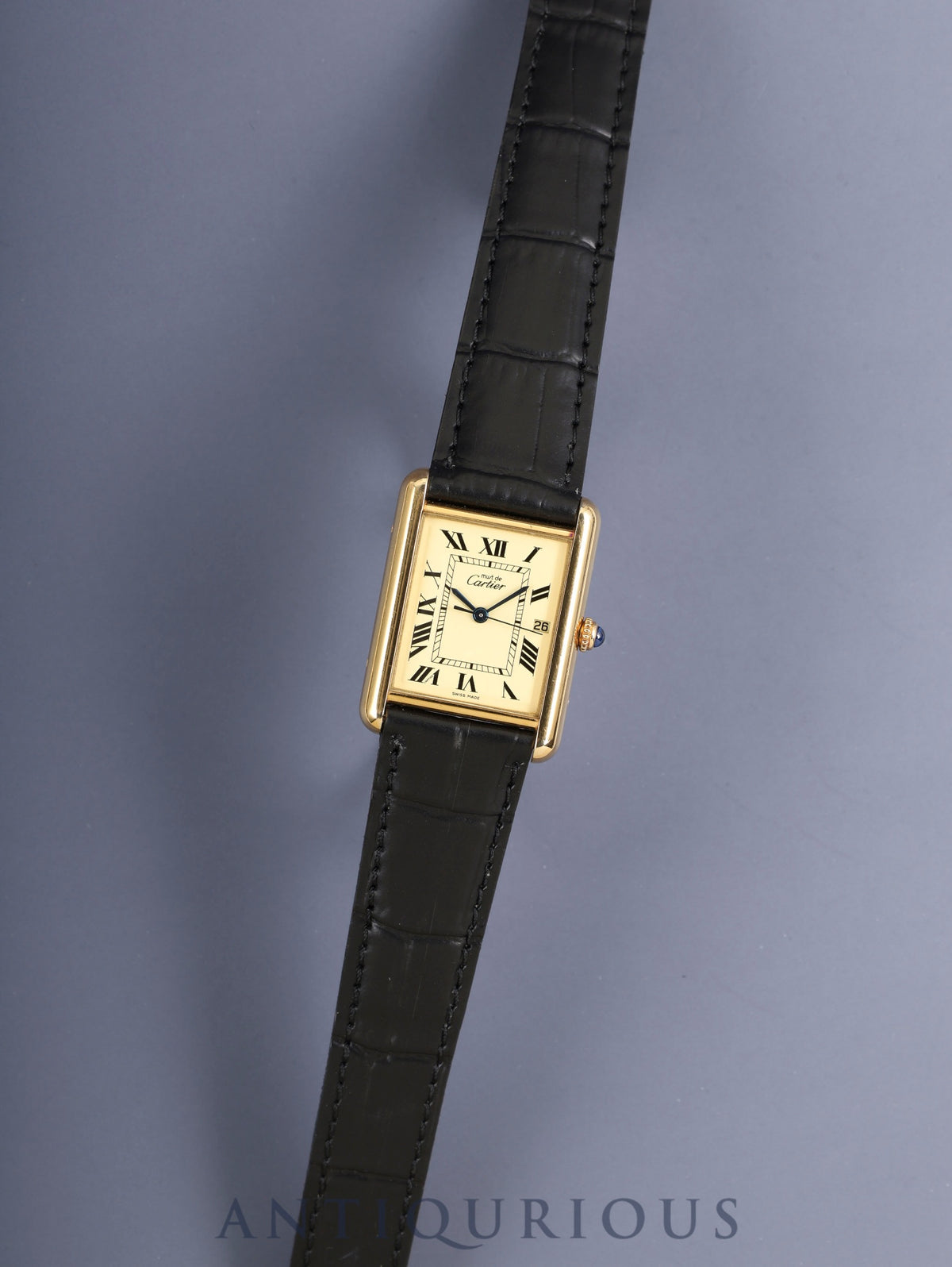 Cartier Must Tank GM (XL) W1017454 / 2413 Quartz Cal.687 SV925 Leather Genuine D-Buckle (GP) Ivory Roman Dial (SWISS MADE) Overhauled