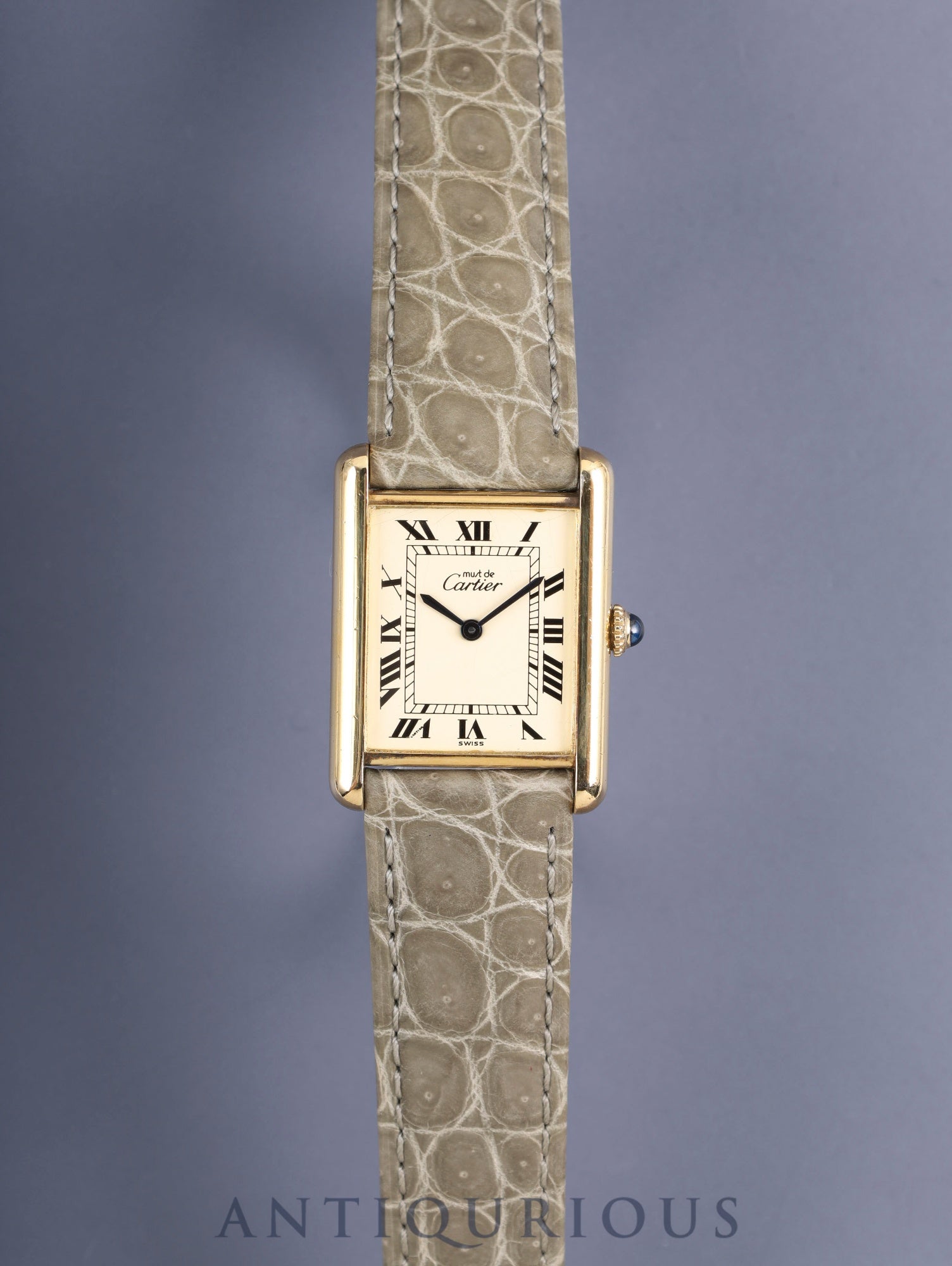 Cartier Must Tank LM Hand-wound Cal.78-1 SV925 Genuine Leather Strap Genuine Pin Buckle (GP) Ivory Roman Dial (SWISS marking) Warranty (1982) Overhauled