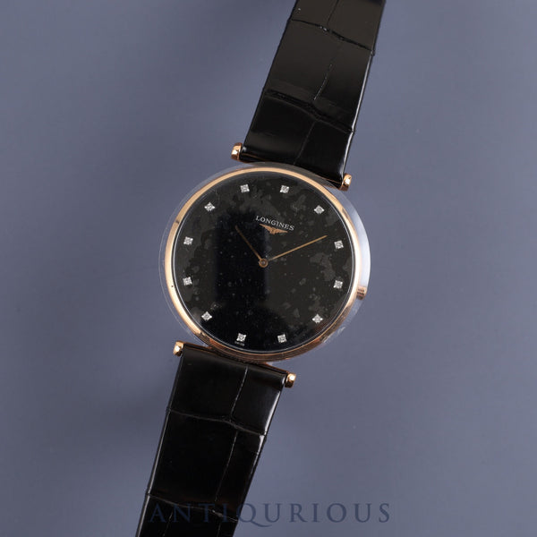 ロンジン ラグランドクラシックドゥ L4.766.1.57.2 クオーツ GP 純正革ベルト 純正尾錠(GP)ブラック文字盤 箱 保証書 説明書