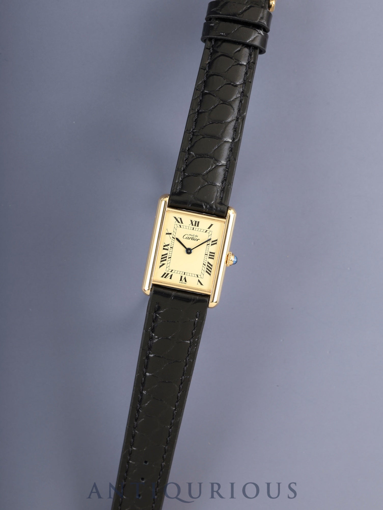 カルティエ マストタンク LM 590005 クォーツ Cal.90 SV925 革 純正ピンバックル(GP)アイボリーローマン文字盤(SWISS表記) 箱 冊子 保証書(無記載)オーバーホール済み