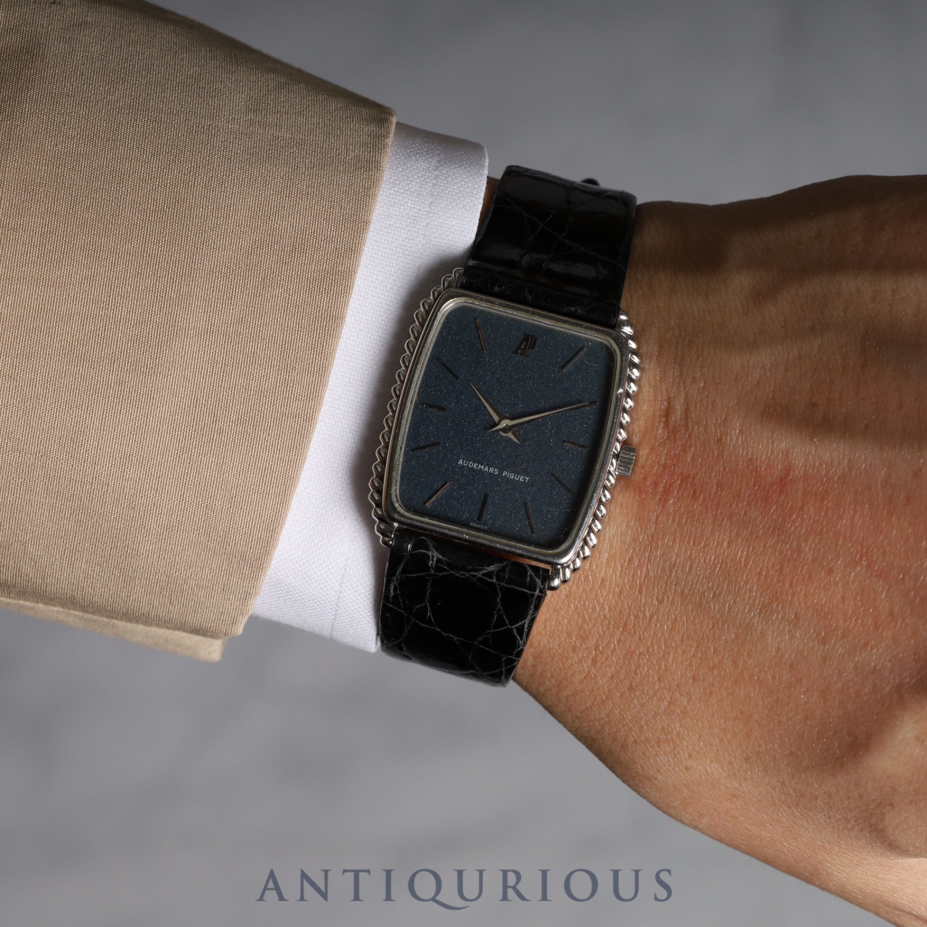 Audemars Piguet Rectangular 4249 Manual Winding Cal.2080 SS Leather Blue Dial