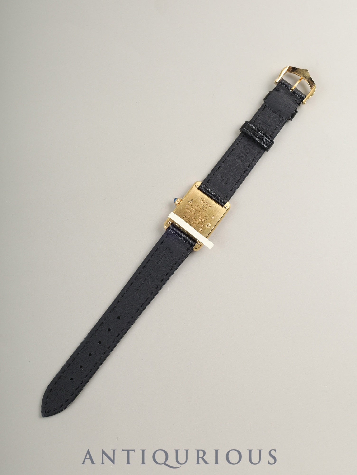 カルティエ マストタンク SM 557051 クォーツ Cal.057 SV925 革 純正尾錠(GP)ブラック飛びローマン文字盤(SWISS表記) オーバーホール済み