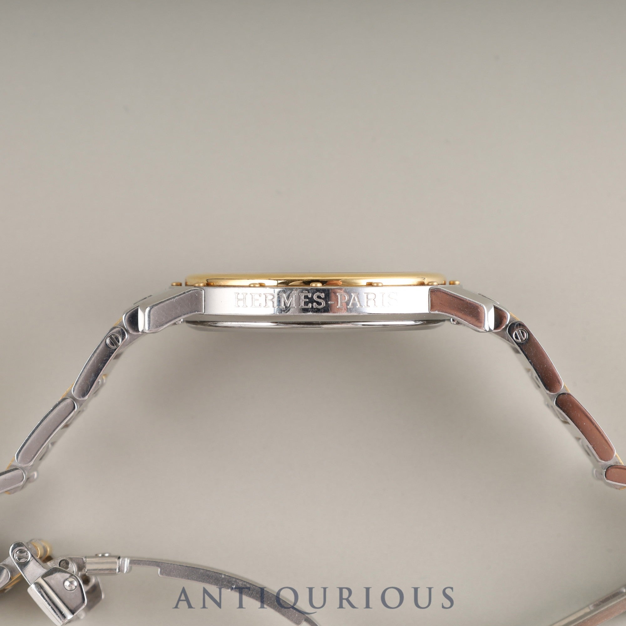 エルメス クリッパー オーバル CO1.520.220 / 3280 クォーツ Cal.976.001 SS/GP ホワイトギョーシェ文字盤 箱 保証書 (2008年)オーバーホール済み