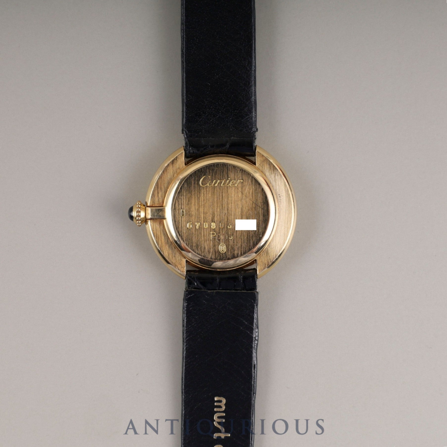Cartier Vendôme Ellipse SM Manual Winding 750 Leather Strap with Genuine Buckle (750) White Roman Dial (PARIS Inscription) Warranty Card Overhauled