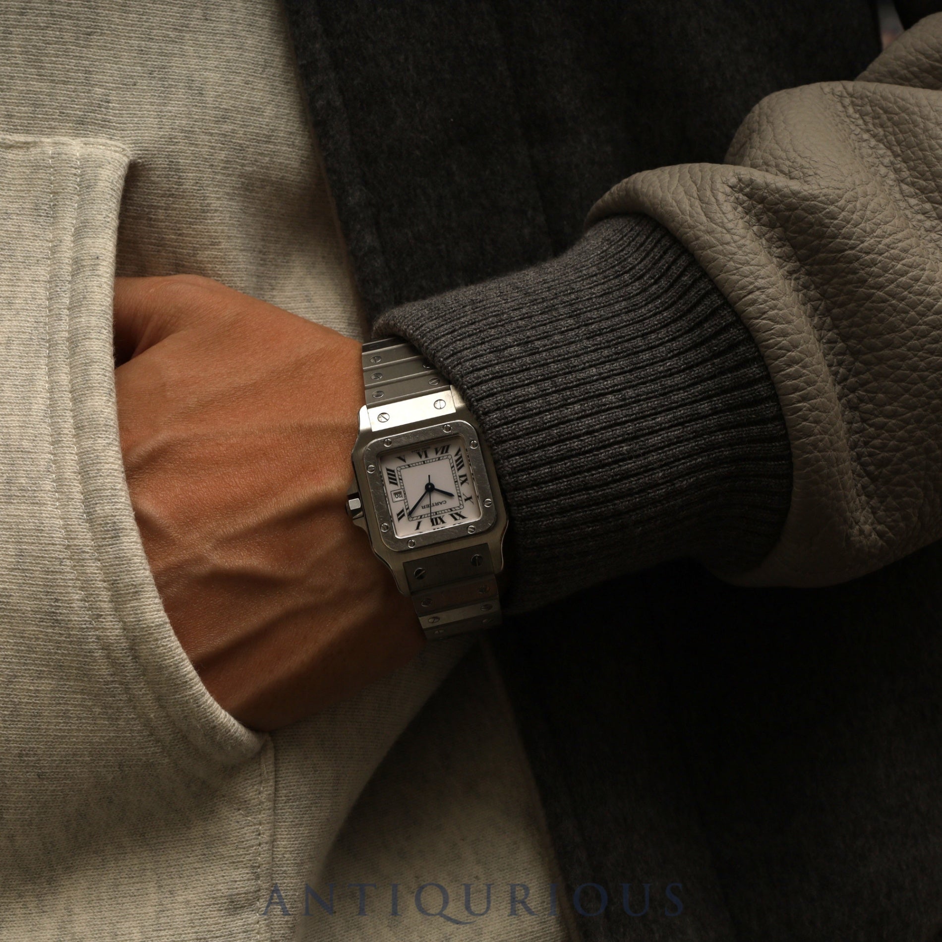 カルティエ サントス ガルベ LM 81036188 / 1553 自動巻き SS SS ホワイトローマン文字盤 カルティエブティックにてコンプリートサービス・ミドルケース交換済み