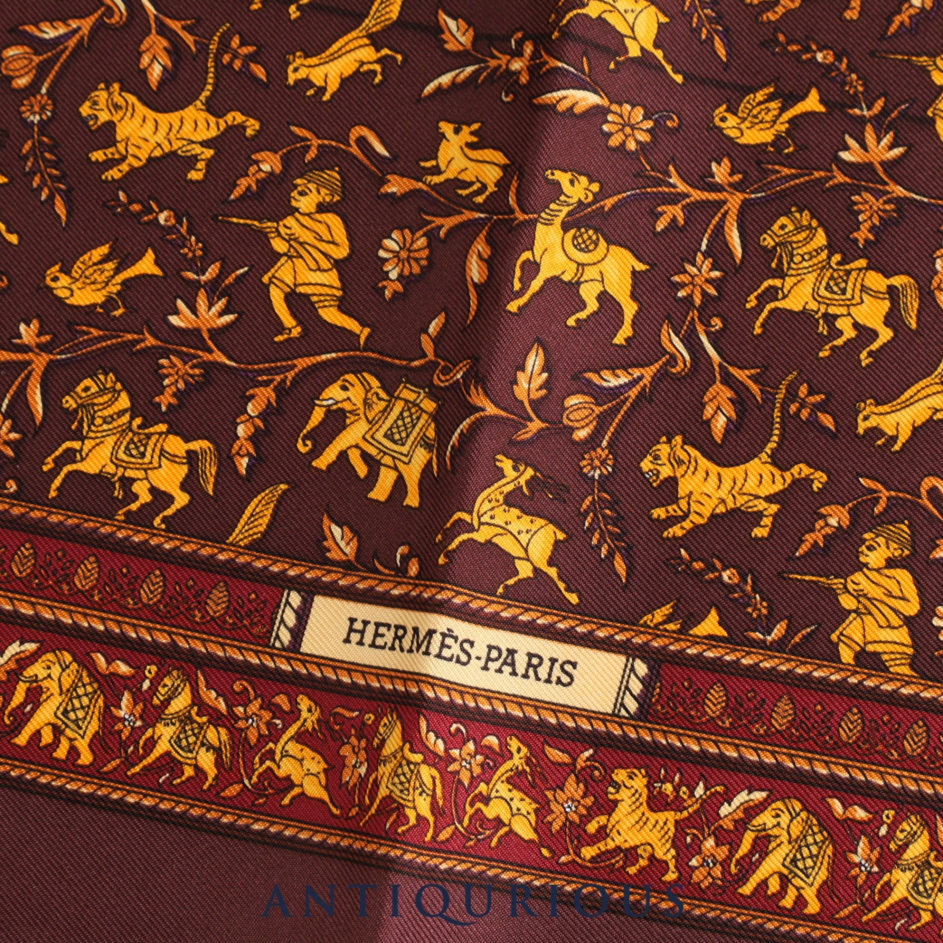 Hermes scarf Carre 45 CHASSE EN INDE Indian Hunting SILK 100%