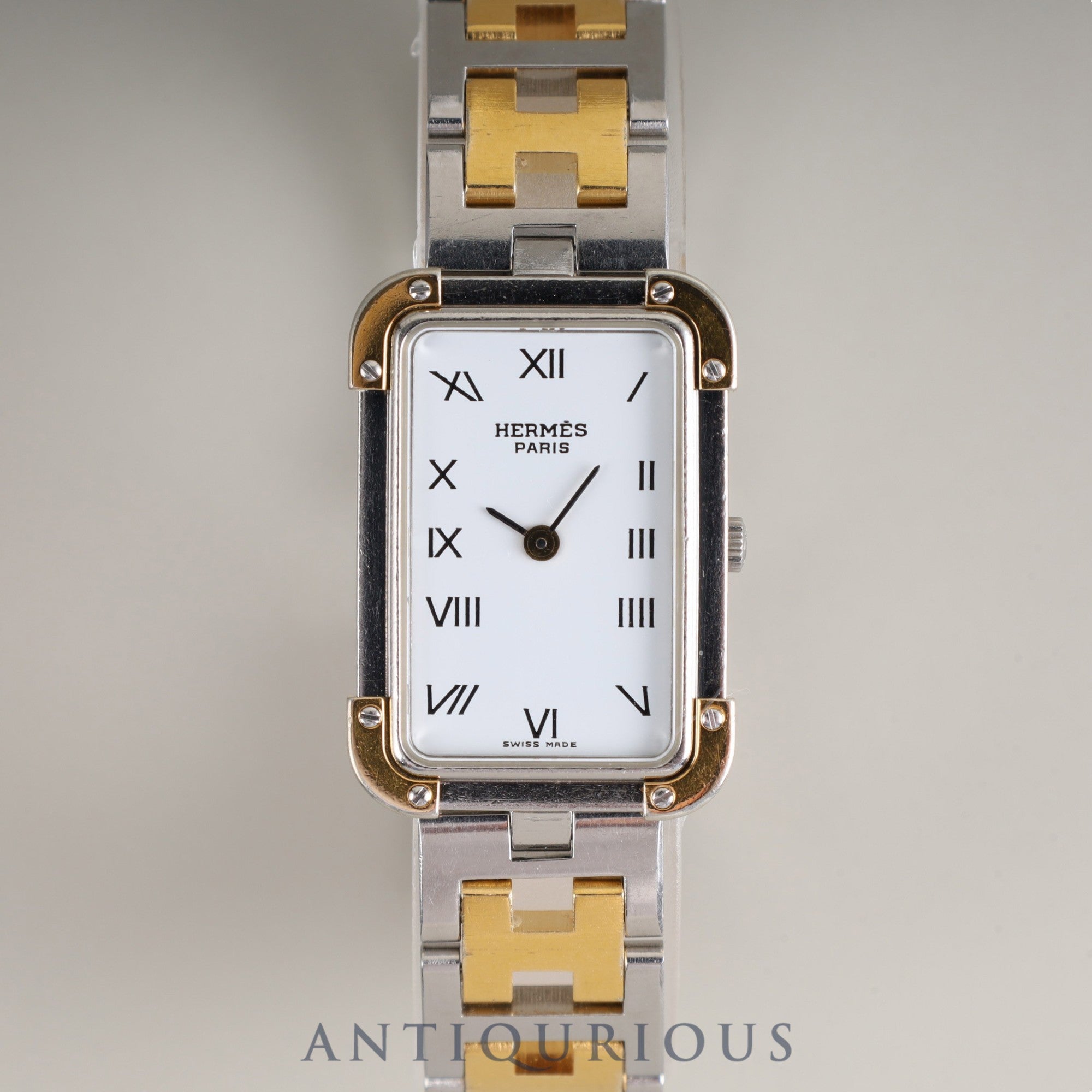 エルメス クロアジュール 54 10 75 クォーツ Cal.976.001 SS/GP SS/GP ホワイト文字盤 オーバーホール済み