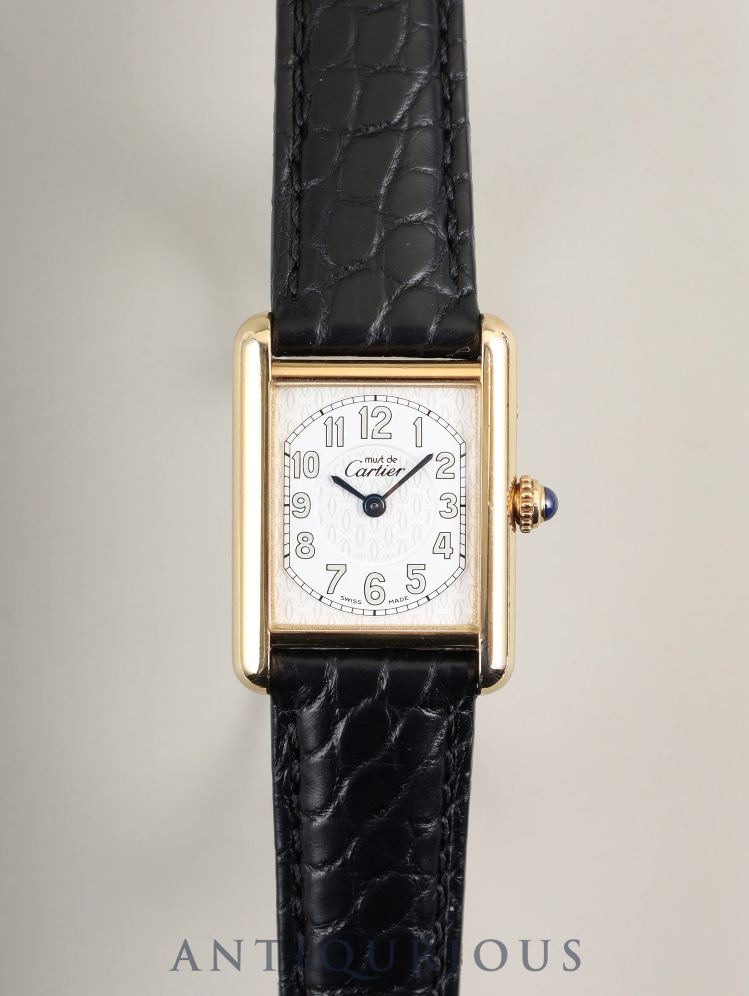 カルティエ マストタンク MM W1013854 / 2415 クォーツ Cal.057 SV925 革 純正Dバックル(GP) テレフォンアラビア文字盤 1990年頃~2004年頃 オーバーホール済み
