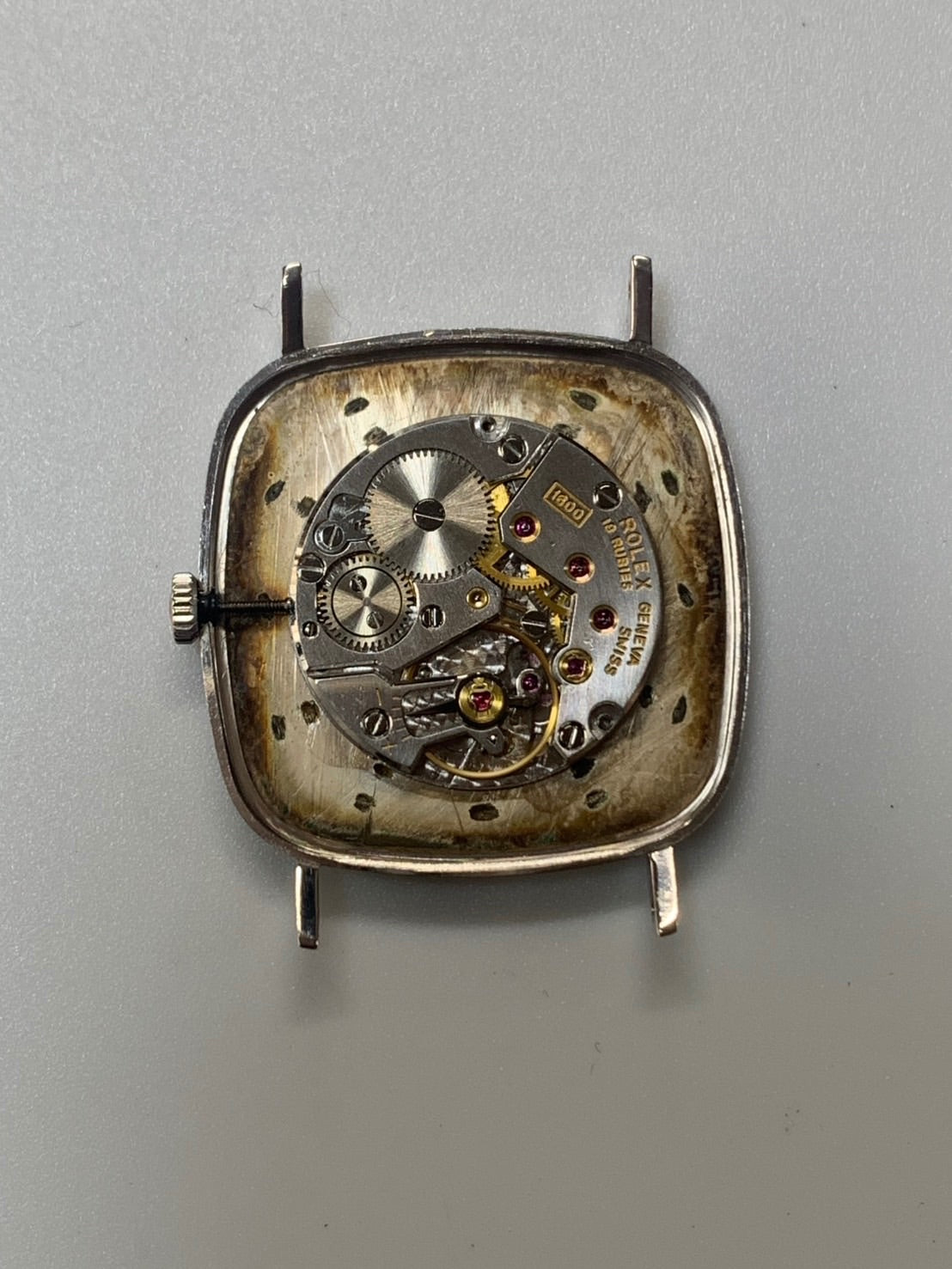 ロレックス チェリーニ 4114 手巻き Cal.1600 革 750WG 純正ピンバックル(SS)シルバー文字盤 42番台(1974年) オーバーホール済み