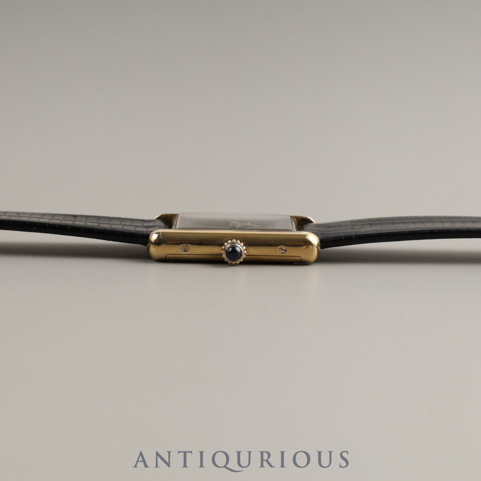 Cartier Must Tank LM Manual winding 19749 o/w Cal.78-1 SV925 Leather Genuine buckle (GP) Black Roman dial Box Warranty (1980)