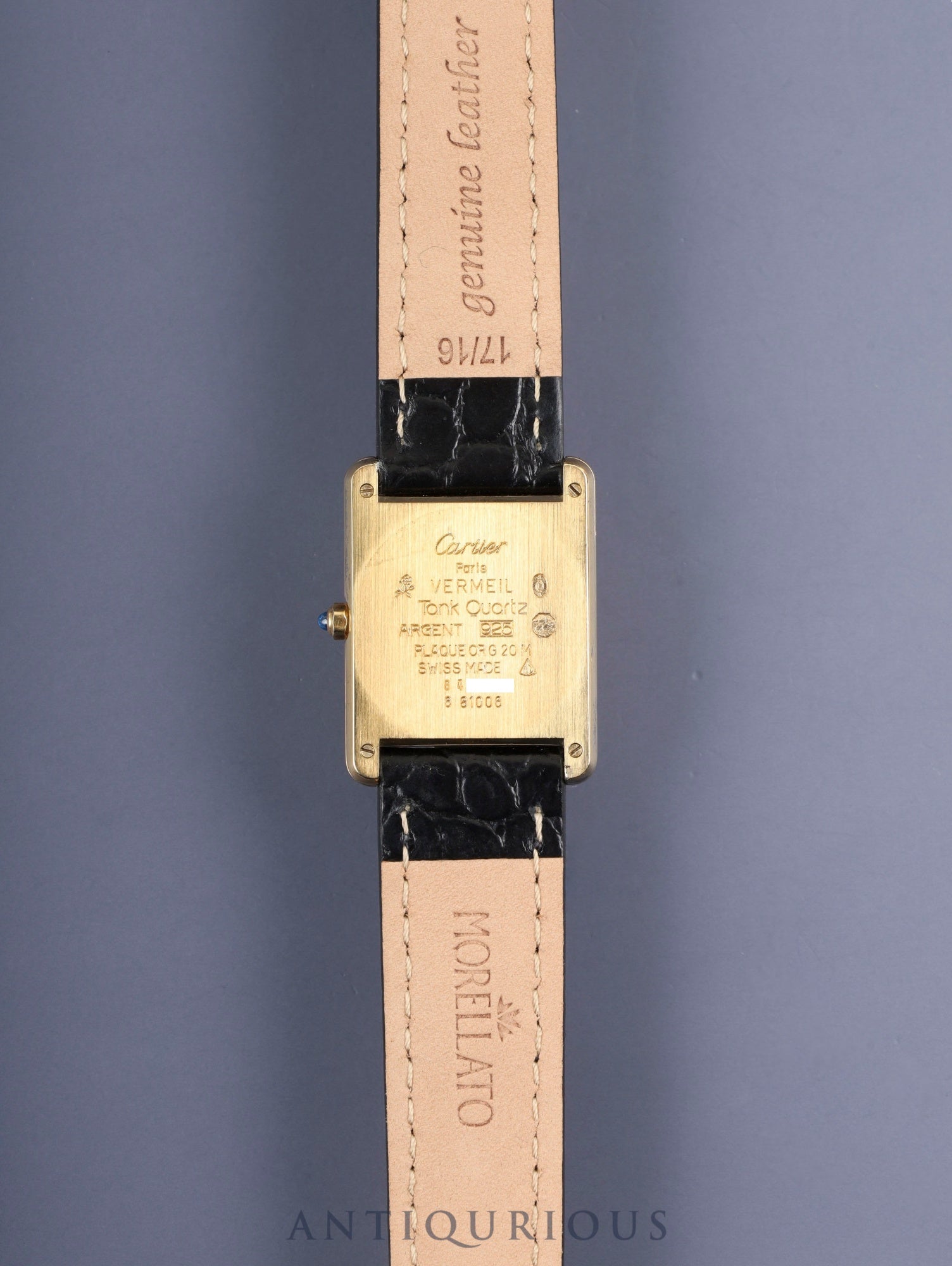 カルティエ マストタンク LM 6 81006 クォーツ Cal.81 SV925 革 純正尾錠(GP) アイボリーローマン文字盤 箱 オーバーホール済み