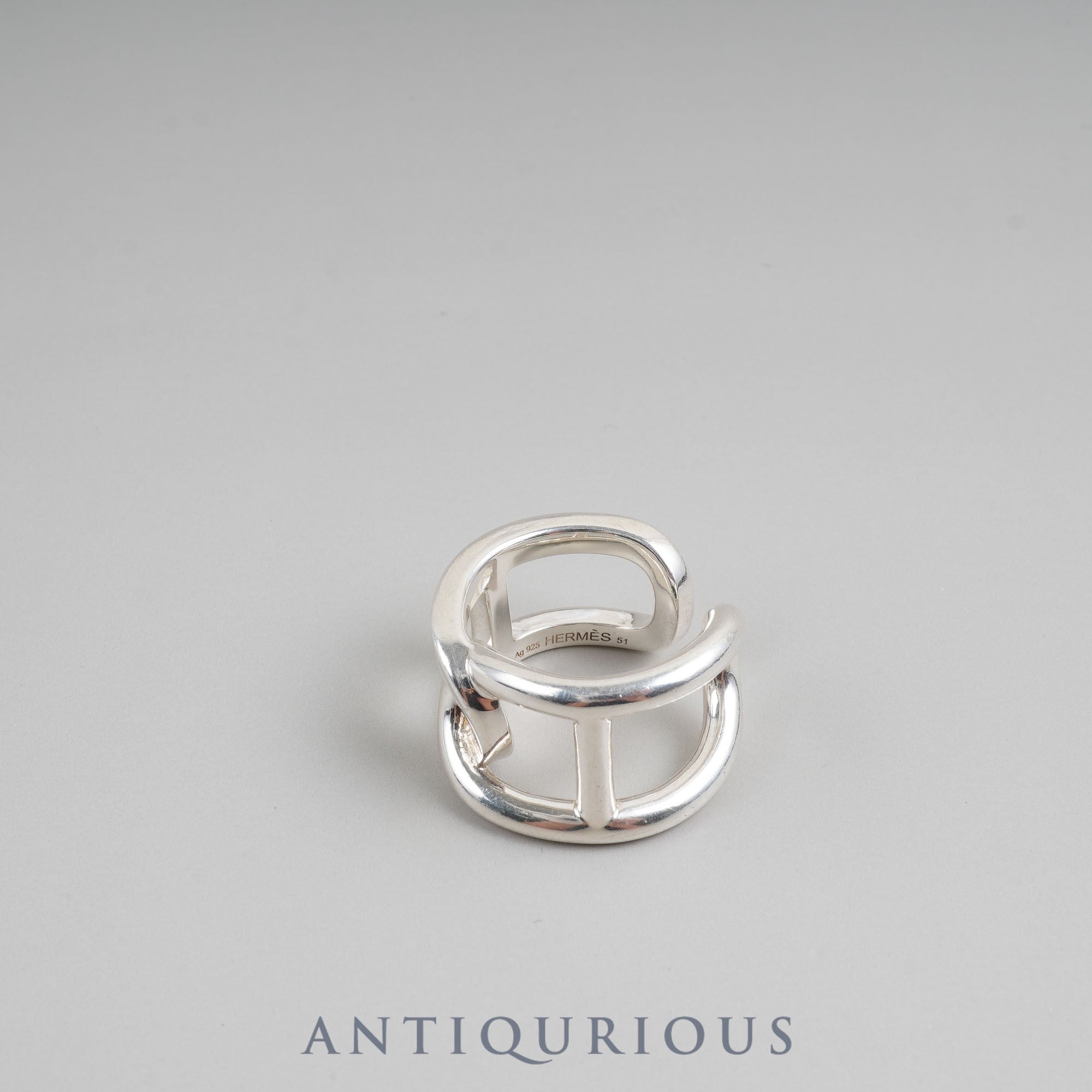 Hermes Ring Chaine d'Ancre Cyther SV925 51 Size 10.5