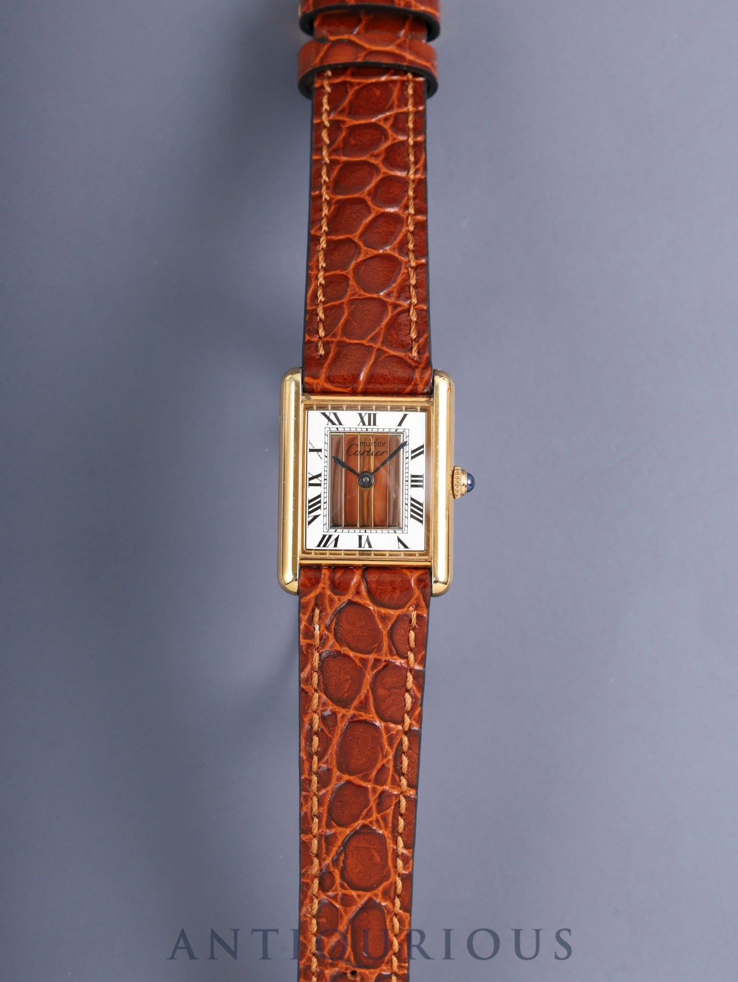 カルティエ マストタンク LM 590005 クォーツ Cal.690 SV925 革 純正尾錠(GP)フロントトリニティ文字盤(SWISS表記) 箱 冊子 保証書 オーバーホール済み