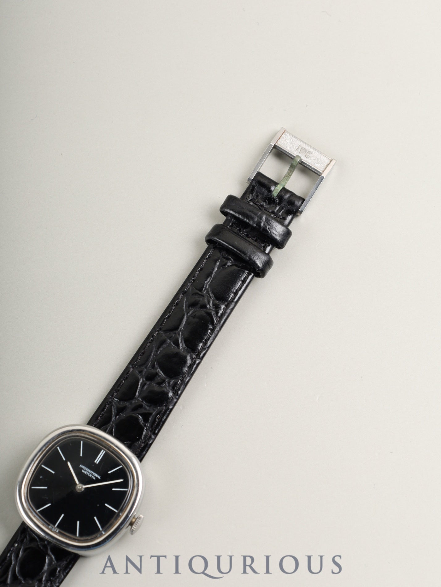 IWC オールドインター 4136 手巻き SS 革 純正ピンバックル(SS)ブラック文字盤 (SWISS表記)オーバーホール済み アイダブリュシー
