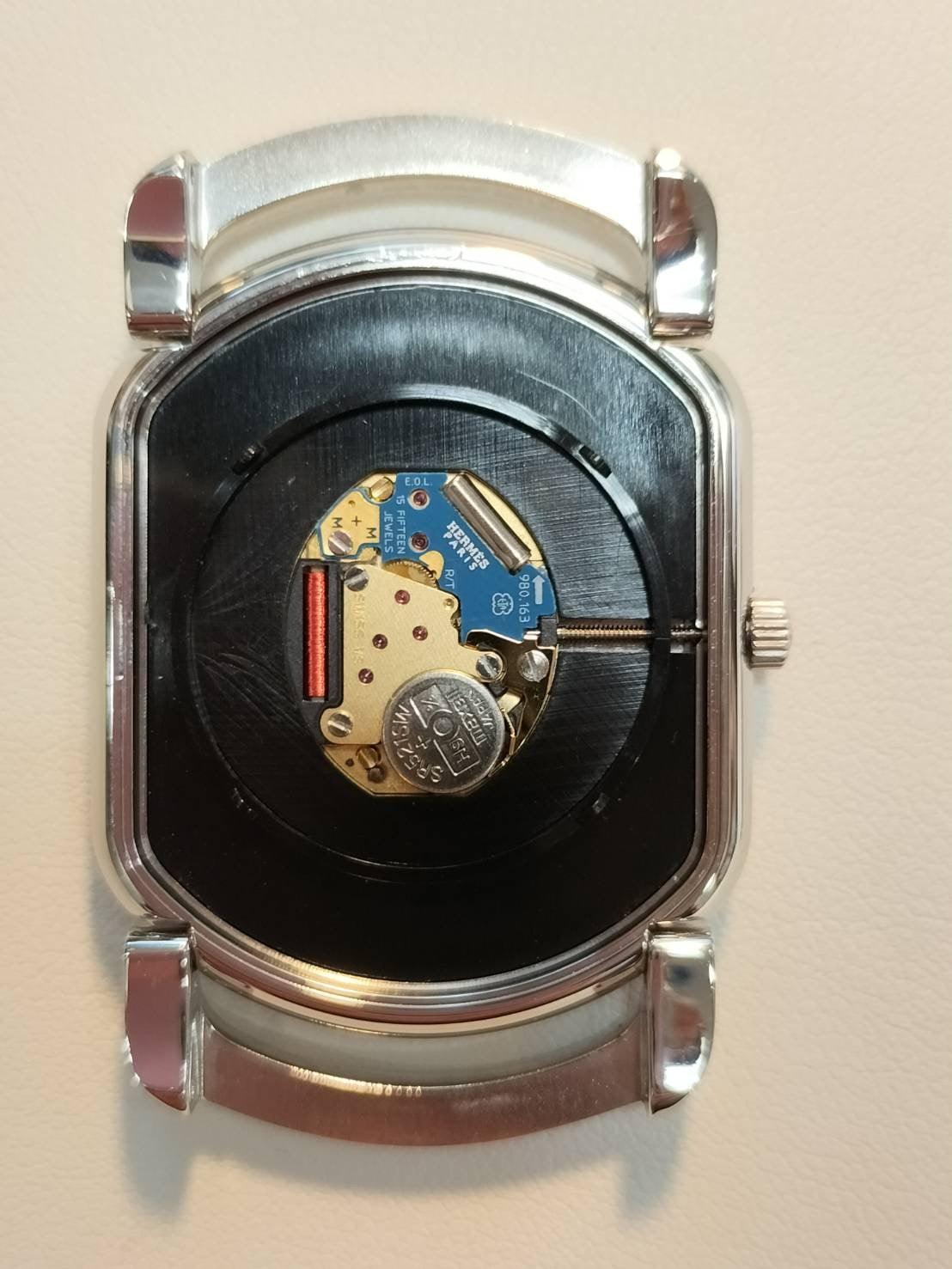 エルメス ラリー スモールセコンド RA1.810 クォーツ Cal.980.163 SS 革 社外ピンバックル(SS)グレー文字盤 オーバーホール済み