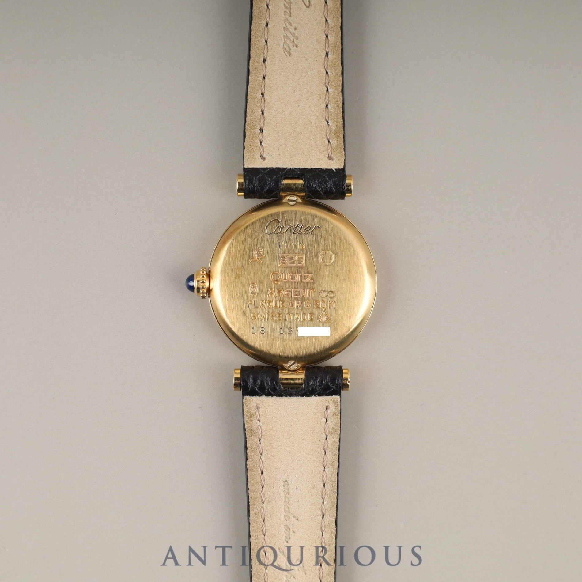 Cartier Must Vendôme VLC SM Quartz Cal.690 SV925 Leather Strap with Genuine GP Buckle, Ivory Roman Dial, Overhauled