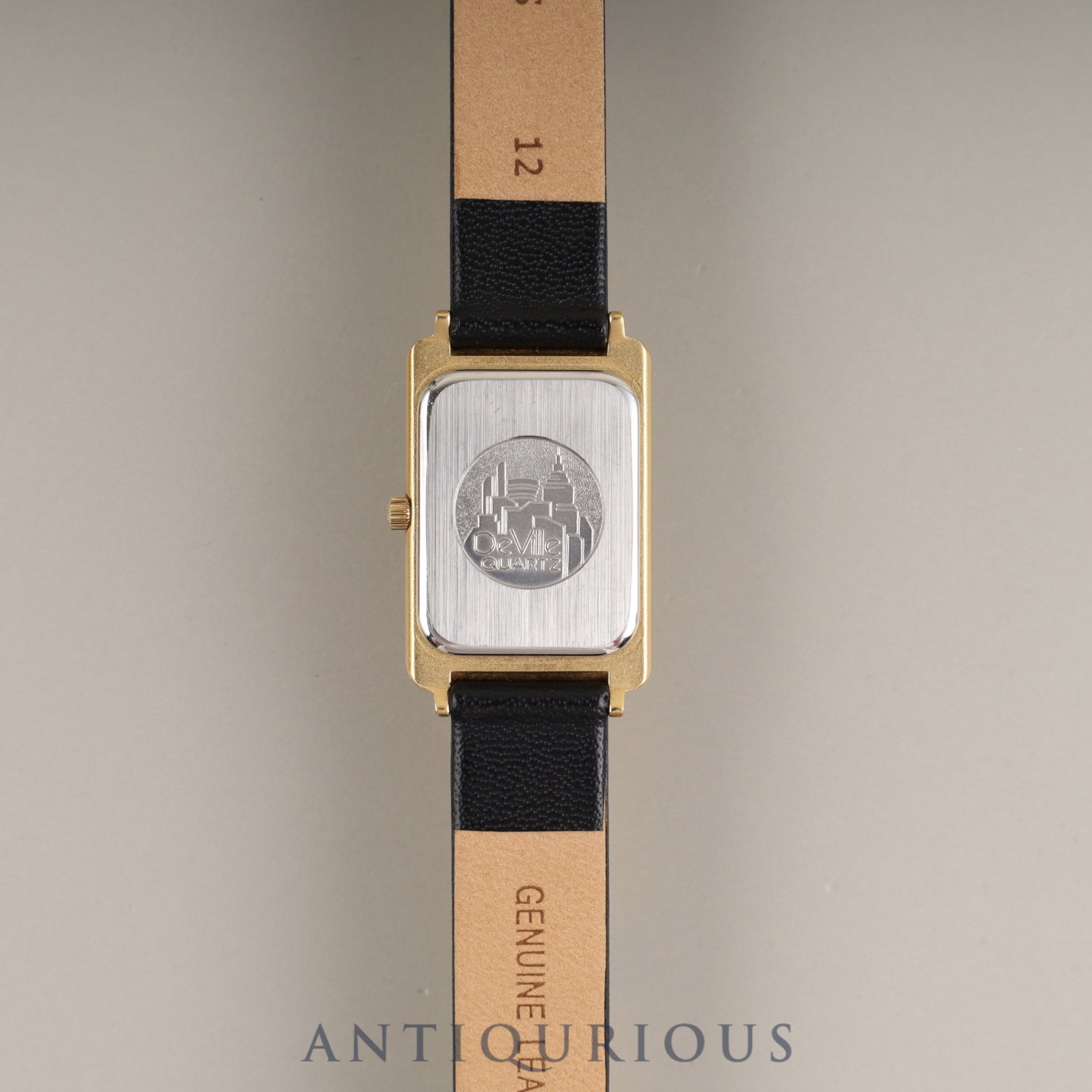 Omega De Ville 595.0084 Quartz Cal.976.001 GP Leather Third-party buckle Gold stripe dial Box Warranty Overhauled