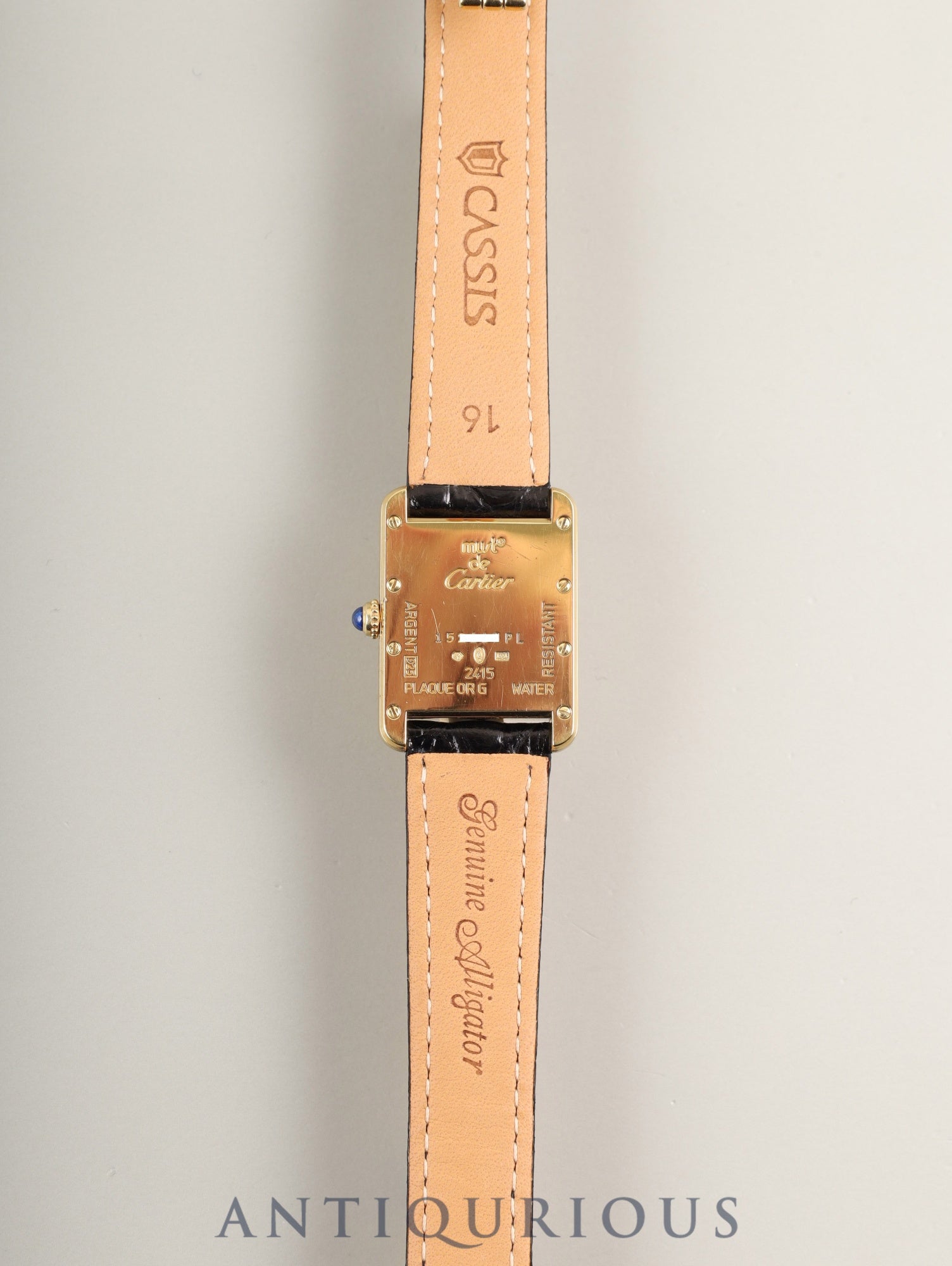 カルティエ マストタンク MM W1017354 / 2415 クォーツ Cal.057 SV925 革 純正Dバックル(GP)アイボリーローマン文字盤(SWISS MADE表記) 箱 冊子 保証書(2005年)オーバーホール済み
