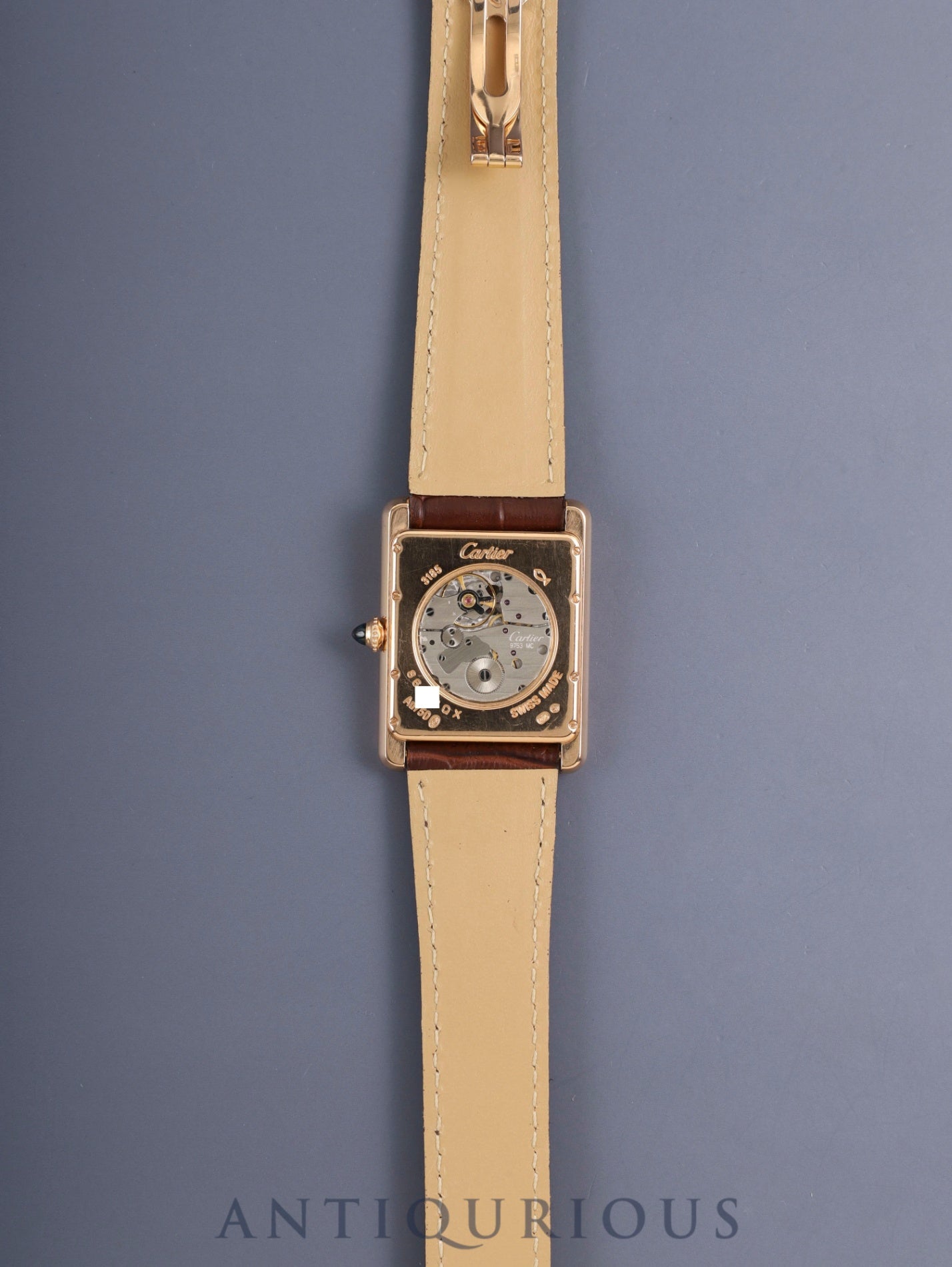 カルティエ タンクルイカルティエ XL マニュアルデイト W1560002/ 3185 手巻き Cal.9753MC 750PG 純正Dバックル(750PG) ギョーシェブラウンローマン文字盤 純正レザーベルト オーバーホール済み