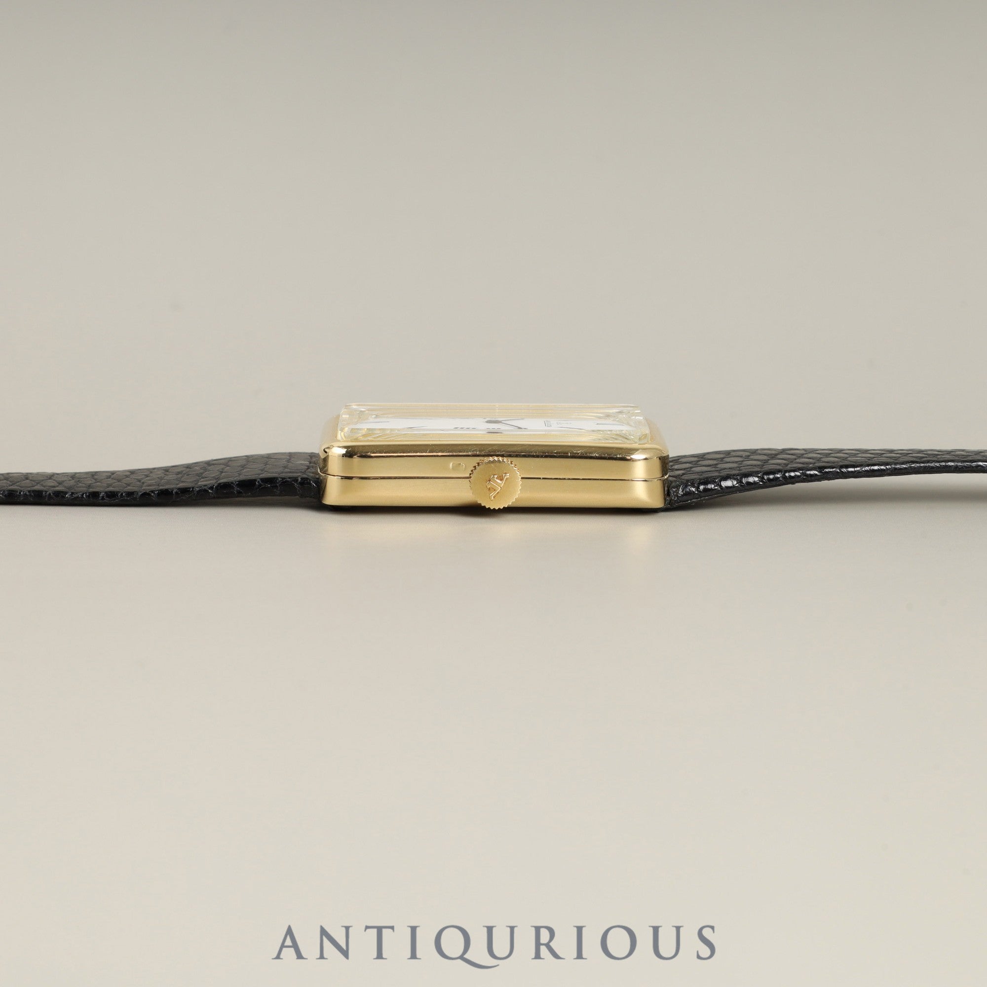 Jaeger-LeCoultre Rectangular 6011 Manual winding YG Leather Genuine buckle (GP) White Roman dial Overhauled