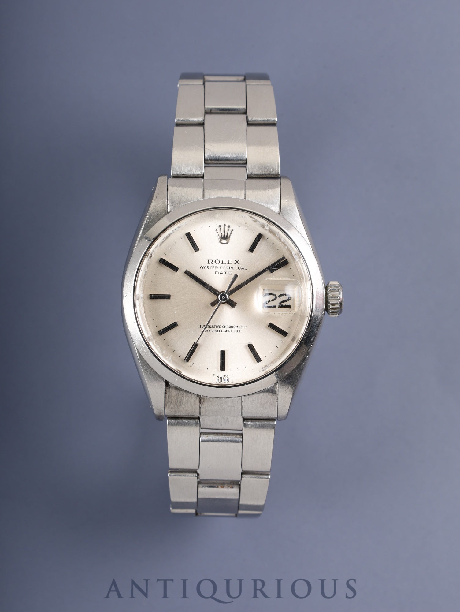 ロレックス オイスターパーペチュアルデイト 1500 自動巻き Cal.1570 SS SS シルバー文字盤 25番(1968年)クロノメーター証明書 冊子 オーバーホール済み