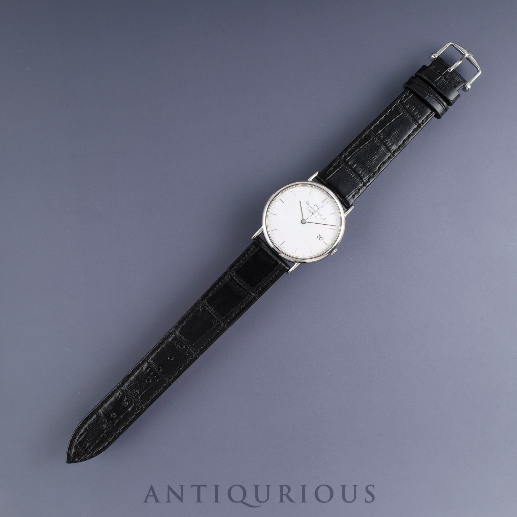 IWC Sea Portofino 3331 Quartz Movement, Caliber IWC2210, Stainless Steel, Leather Strap, Genuine Stainless Steel Buckle, White Dial, Overhauled