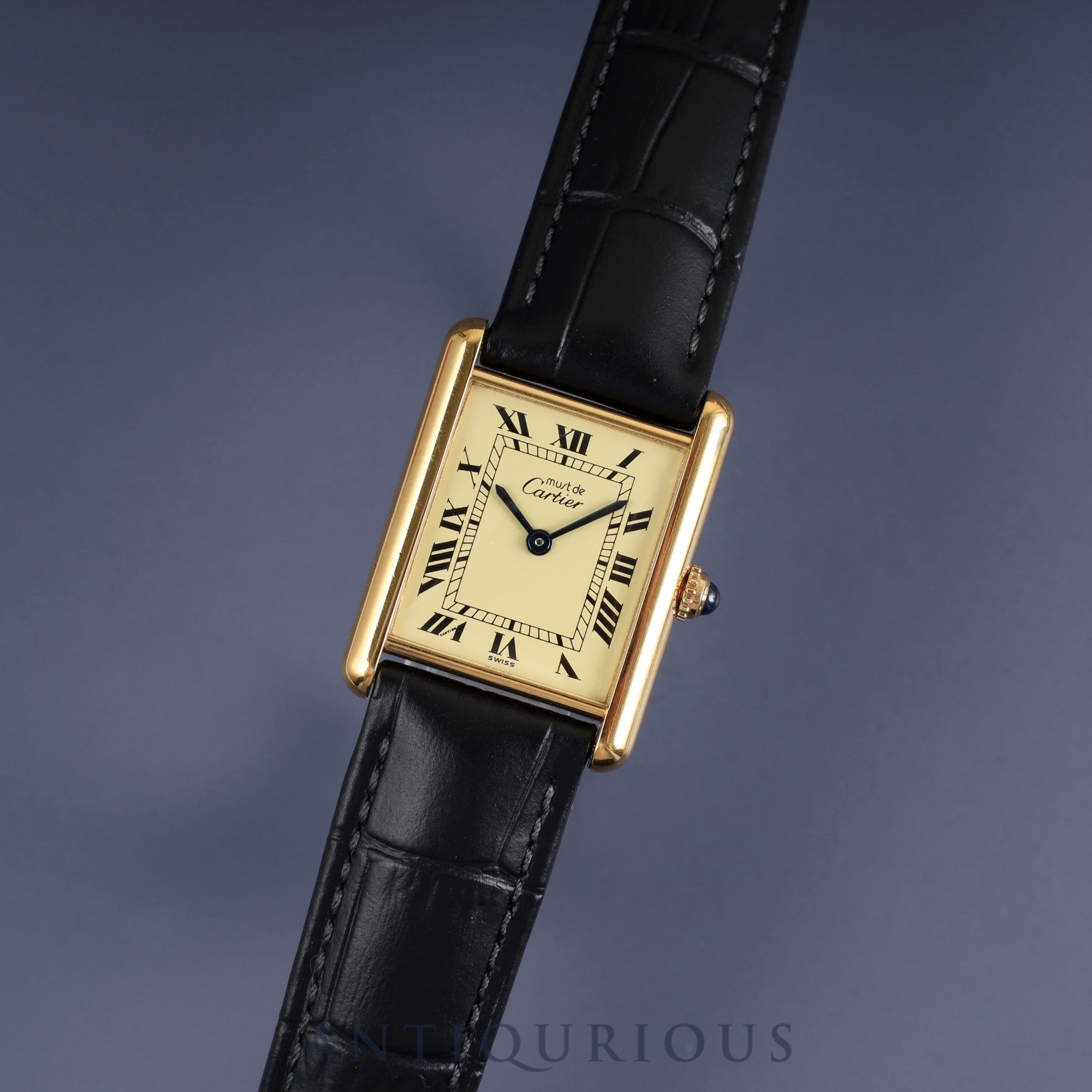 カルティエ マストタンク LM W1002753 / 590005 クォーツ Cal.90 SV925 革 純正尾錠(GP) アイボリーローマン文字盤 純正革ベルト オーバーホール済み
