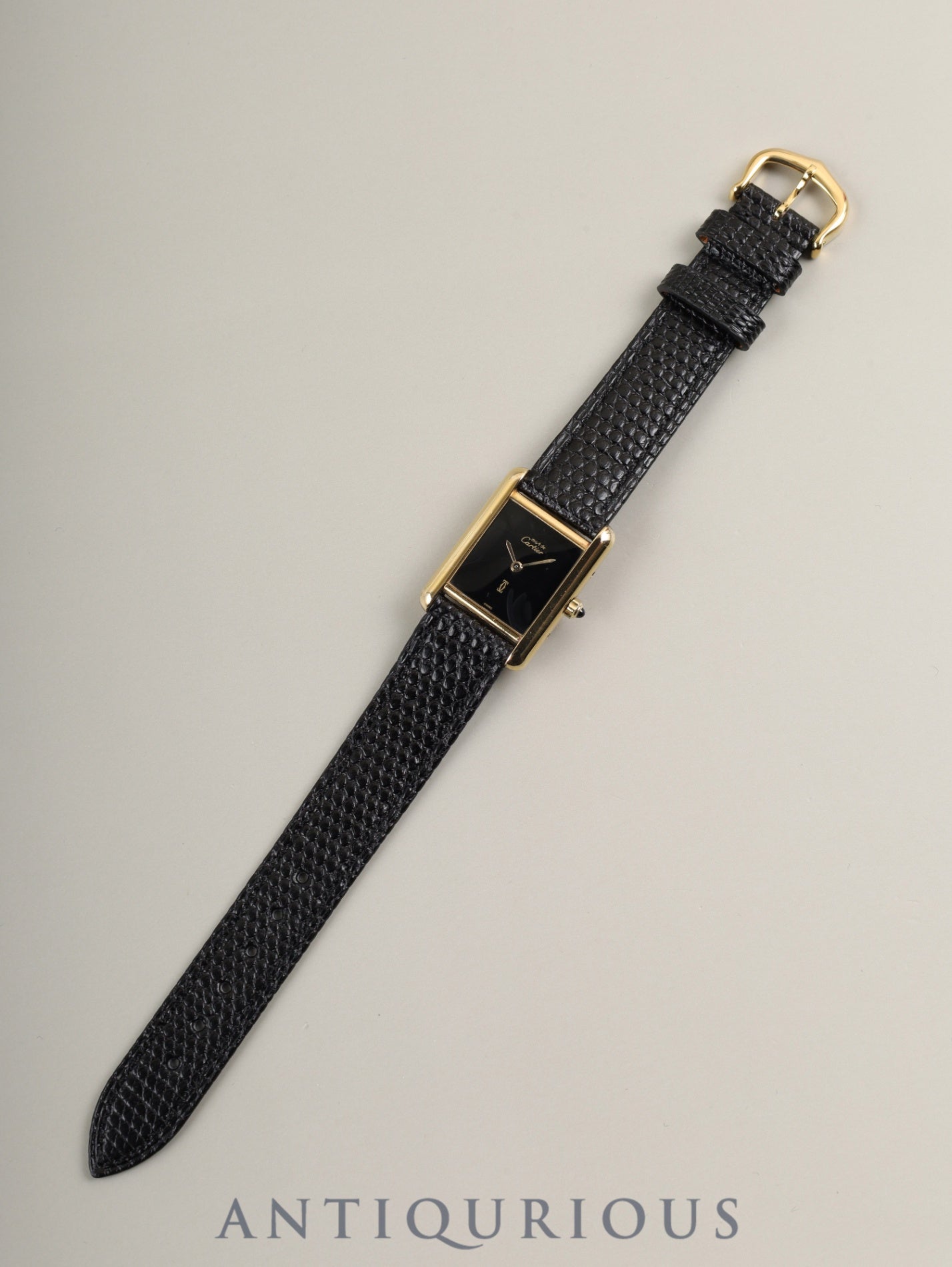 カルティエ マストタンク SM 3 66001クォーツ Cal.157 SV925 革 純正ピンバックル(GP)オニキス文字盤(SWISS表記)オーバーホール済み