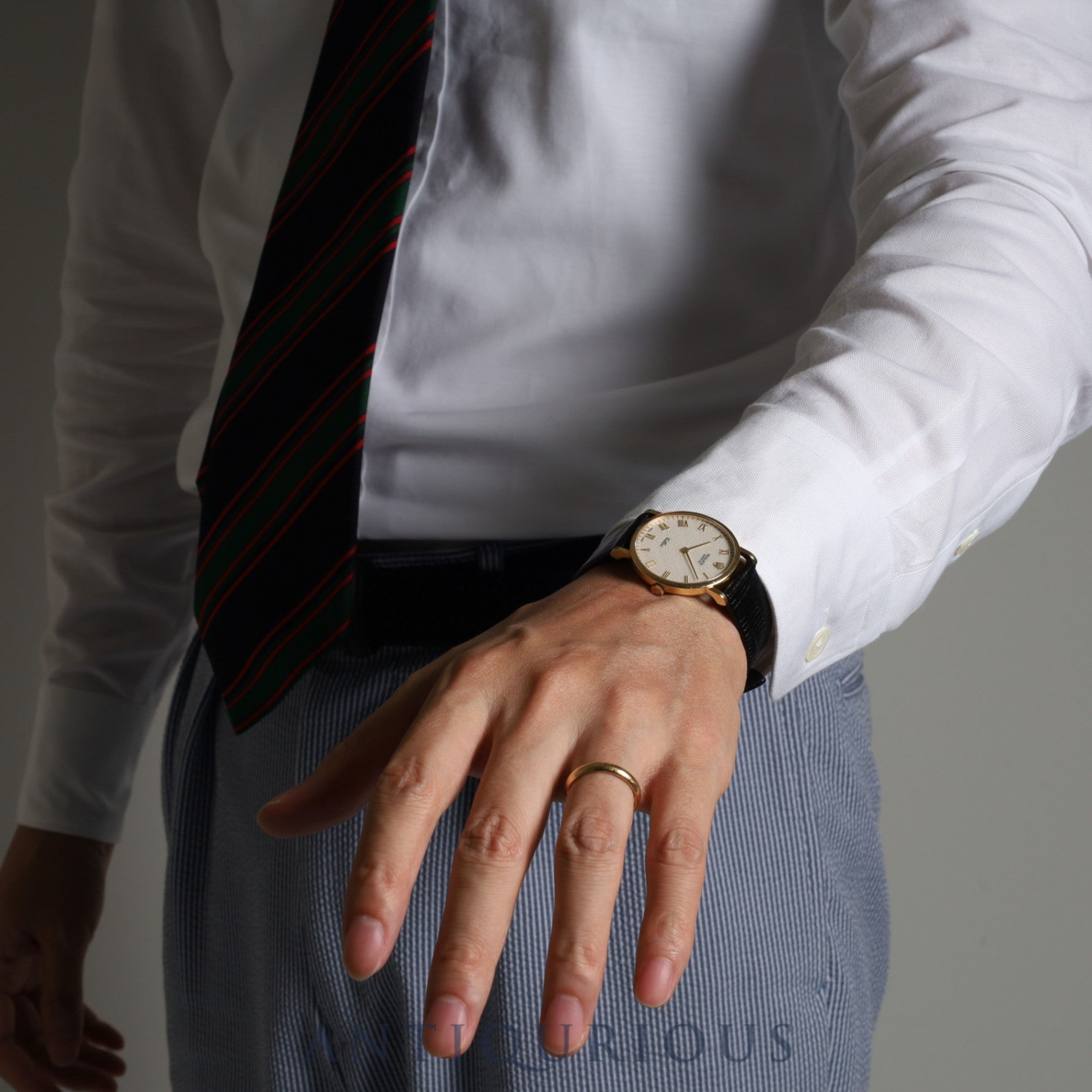 ロレックス チェリーニ 5112 手巻き Cal.1601 18KYG 革 純正尾錠(750)アイボリーローマン コンピューター文字盤 N番 1991年