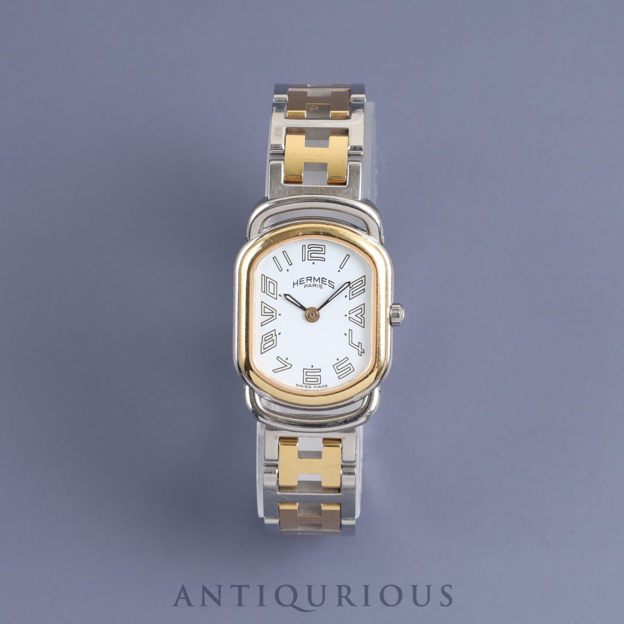 Hermes Rally RA1.220 Quartz Cal.976.001 SS/GP White Dial Overhauled
