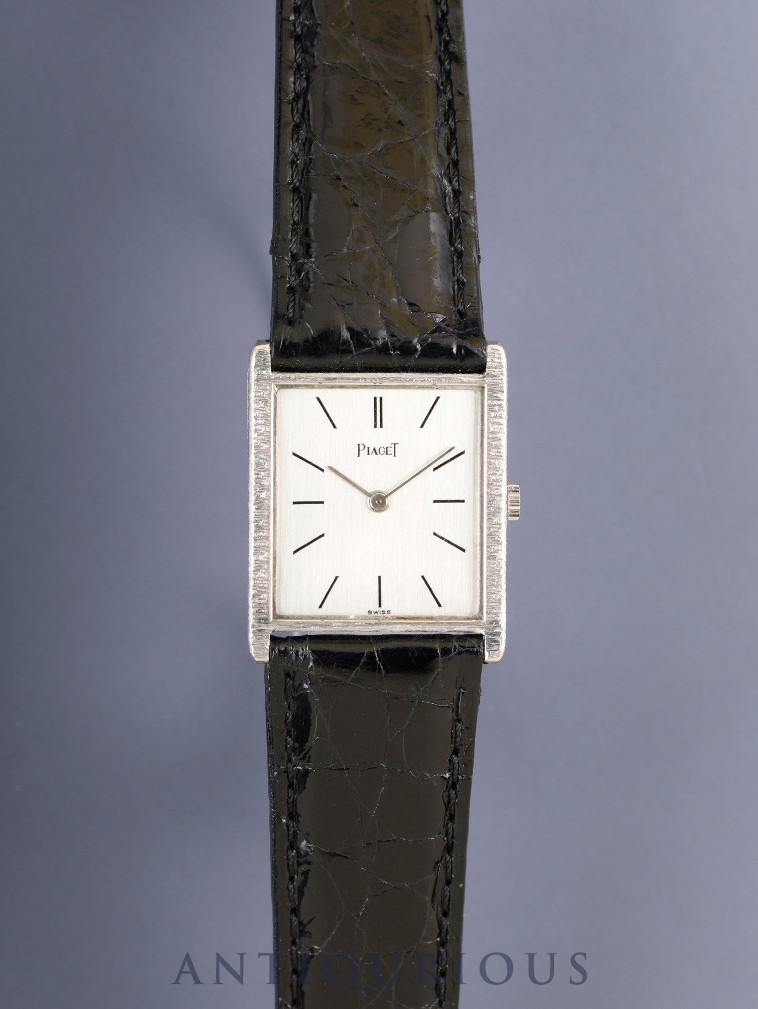 Piaget Rectangular 9294 Manual Winding Cal.9P 750WG Leather Original Pin Buckle (Pm850) Silver Dial Overhauled