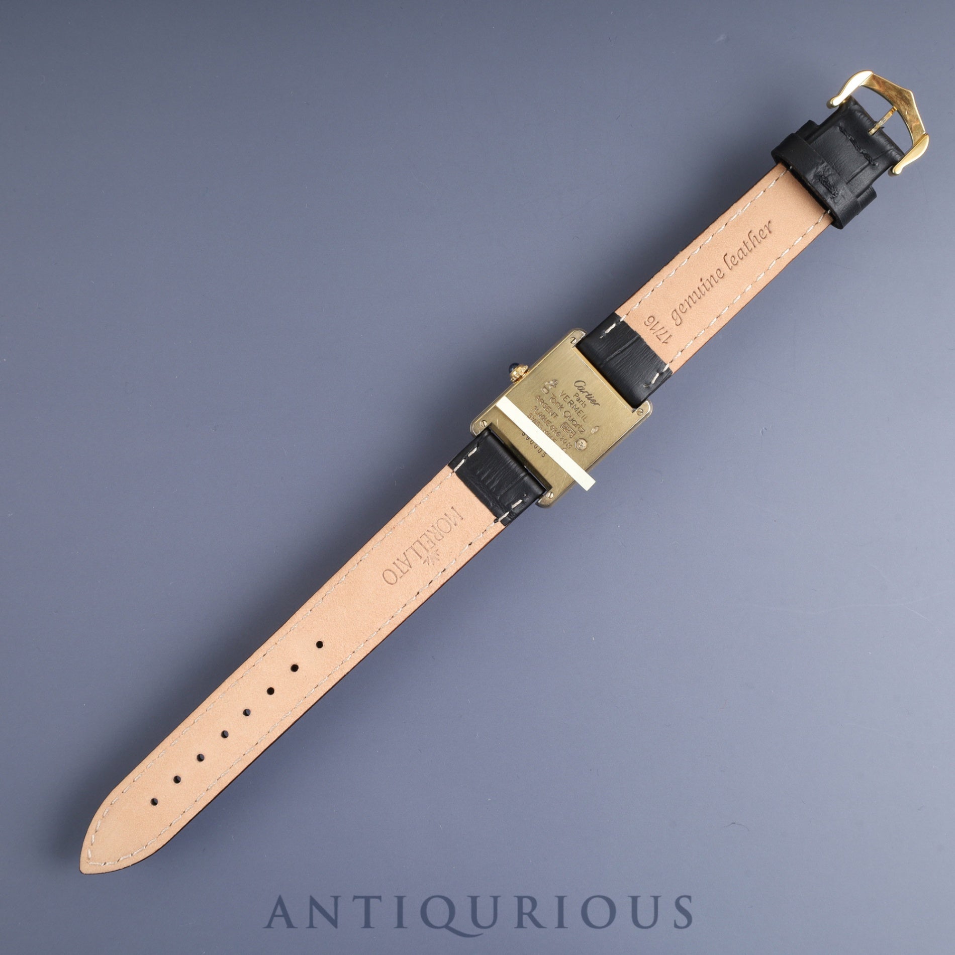 カルティエ マストタンク LM 590005 クォーツ Cal.- SV925 革 純正尾錠(GP)アイボリーローマン文字盤 1982年頃~1995年頃 オーバーホール済み