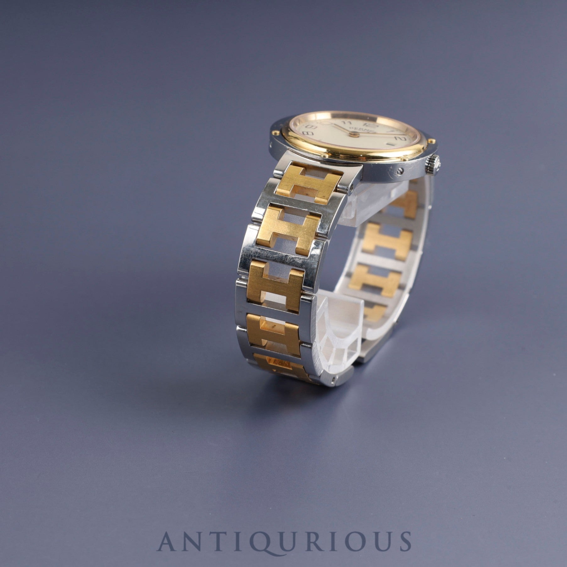 エルメス クリッパー 54.03 クォーツ SS/GP SS/GP アイボリー文字盤 タグ 保証書(無記名)オーバーホール済み