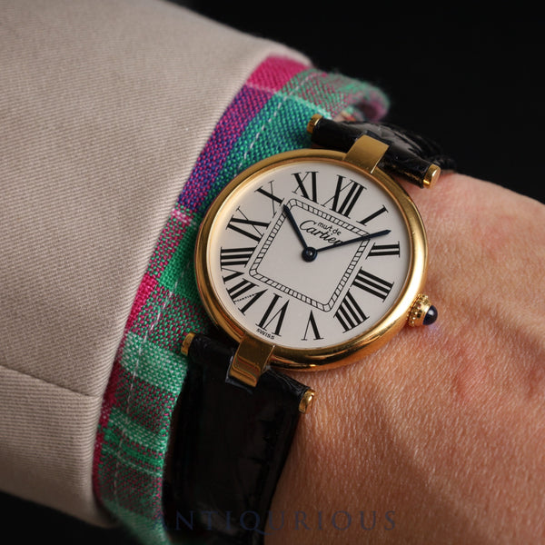 Cartier Must Vendome VLC LM 590003 Quartz Cal.90 SV925 Leather Genuine D-buckle (GP) Opalan dial Overhauled