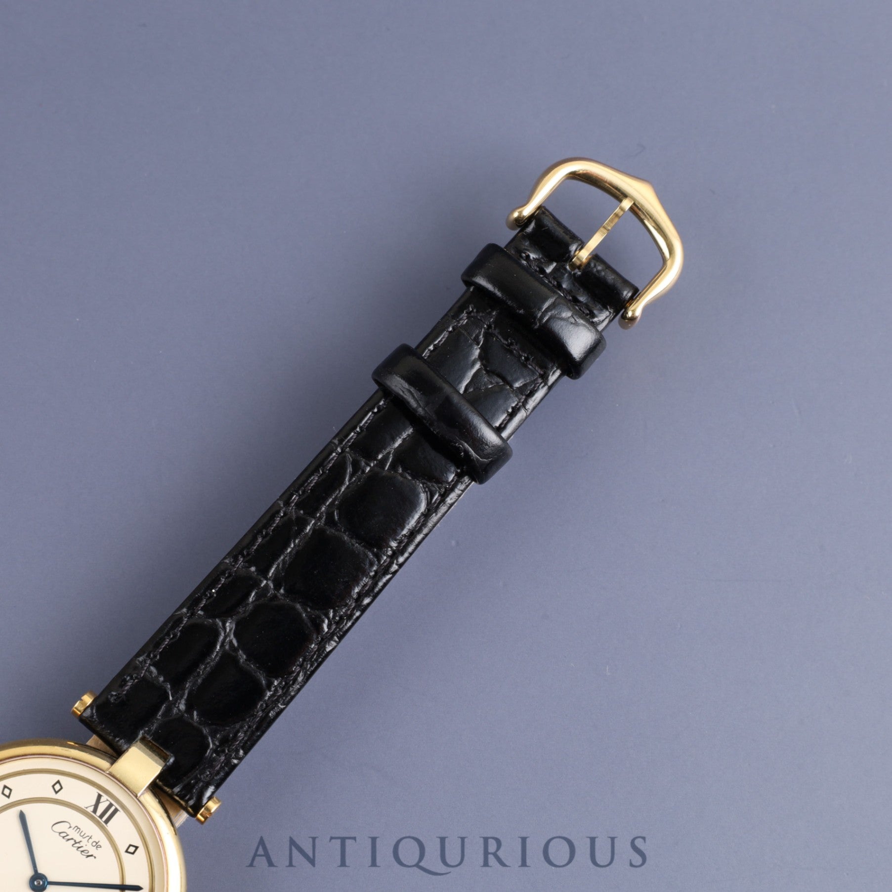 Cartier Must VLC Vendome LM 590003 Quartz Cal.690 SV925 Leather Genuine Buckle (GP) Ivory Dial Overhauled
